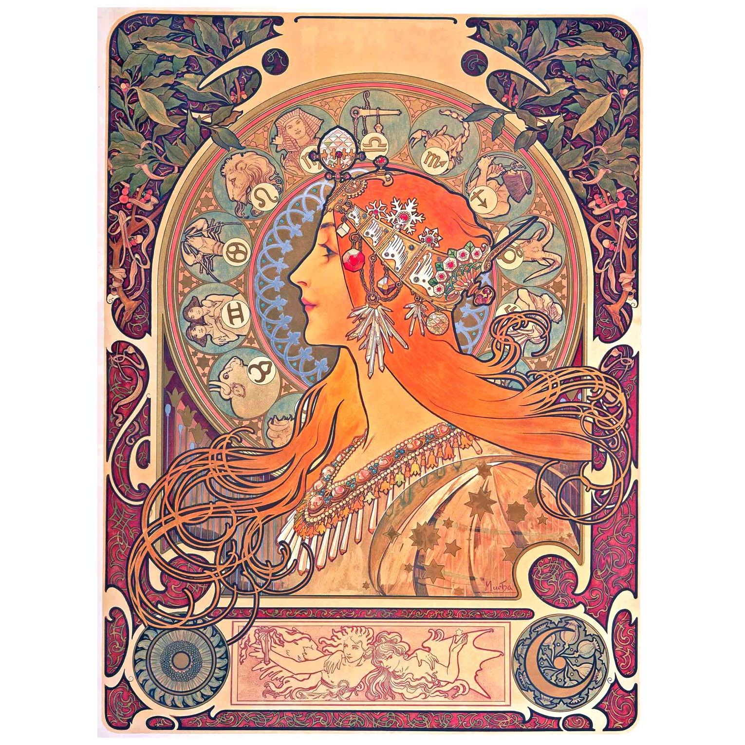 Alfons Mucha. Zodiac. 1896. Color lithograph