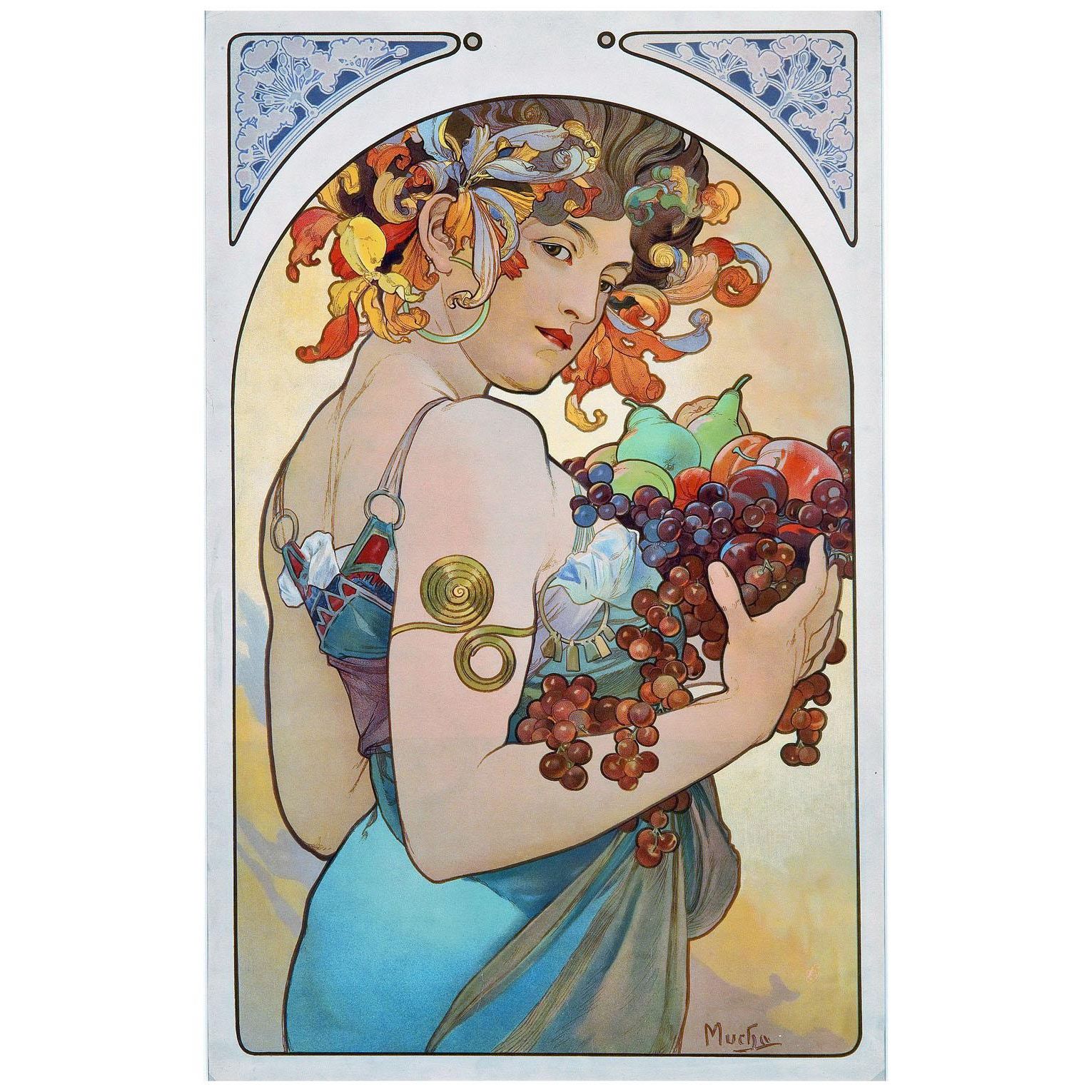 Alfons Mucha. Fruit. 1897. Color lithograph