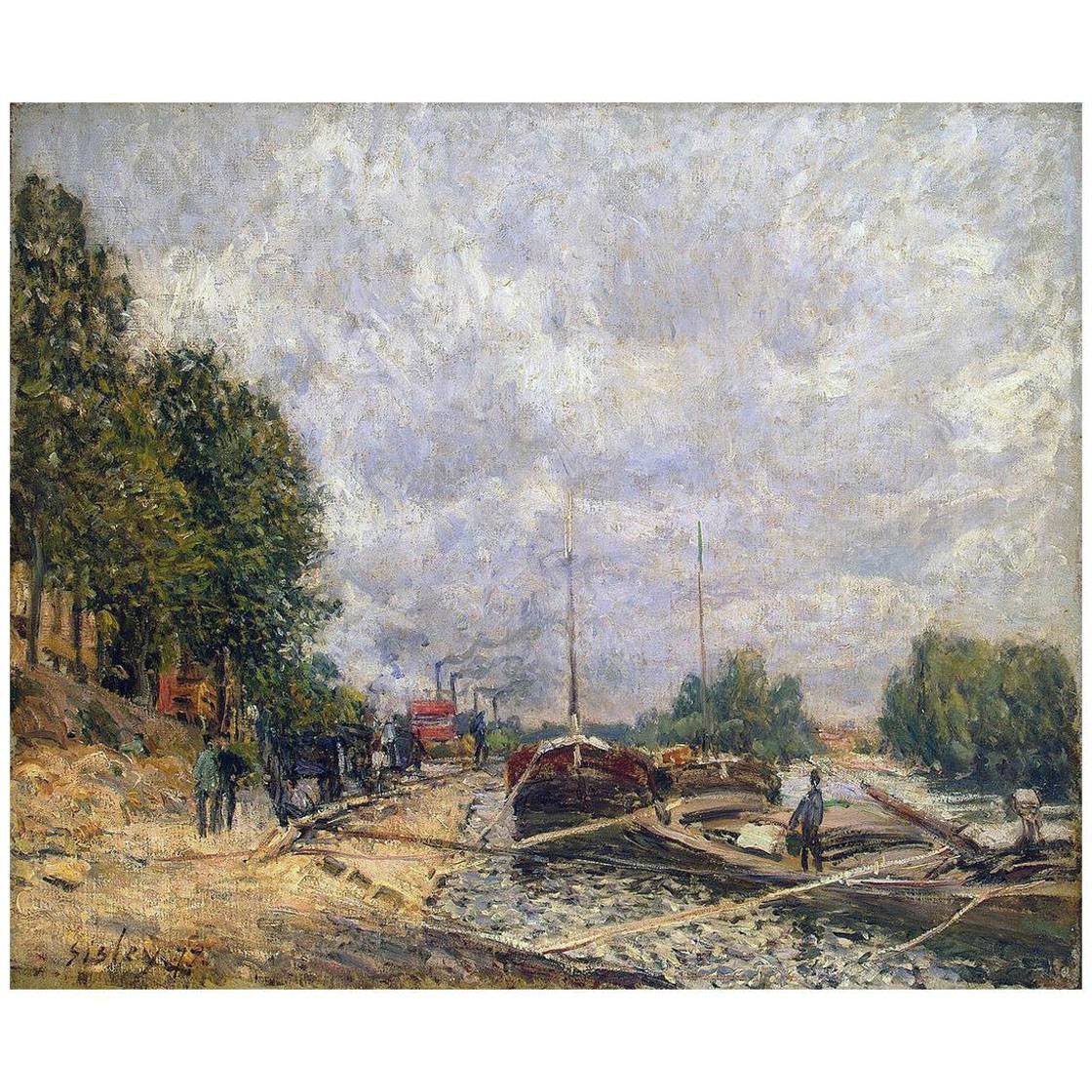 Alfred Sisley. Les barges a Billancourt. 1877. Hermitage