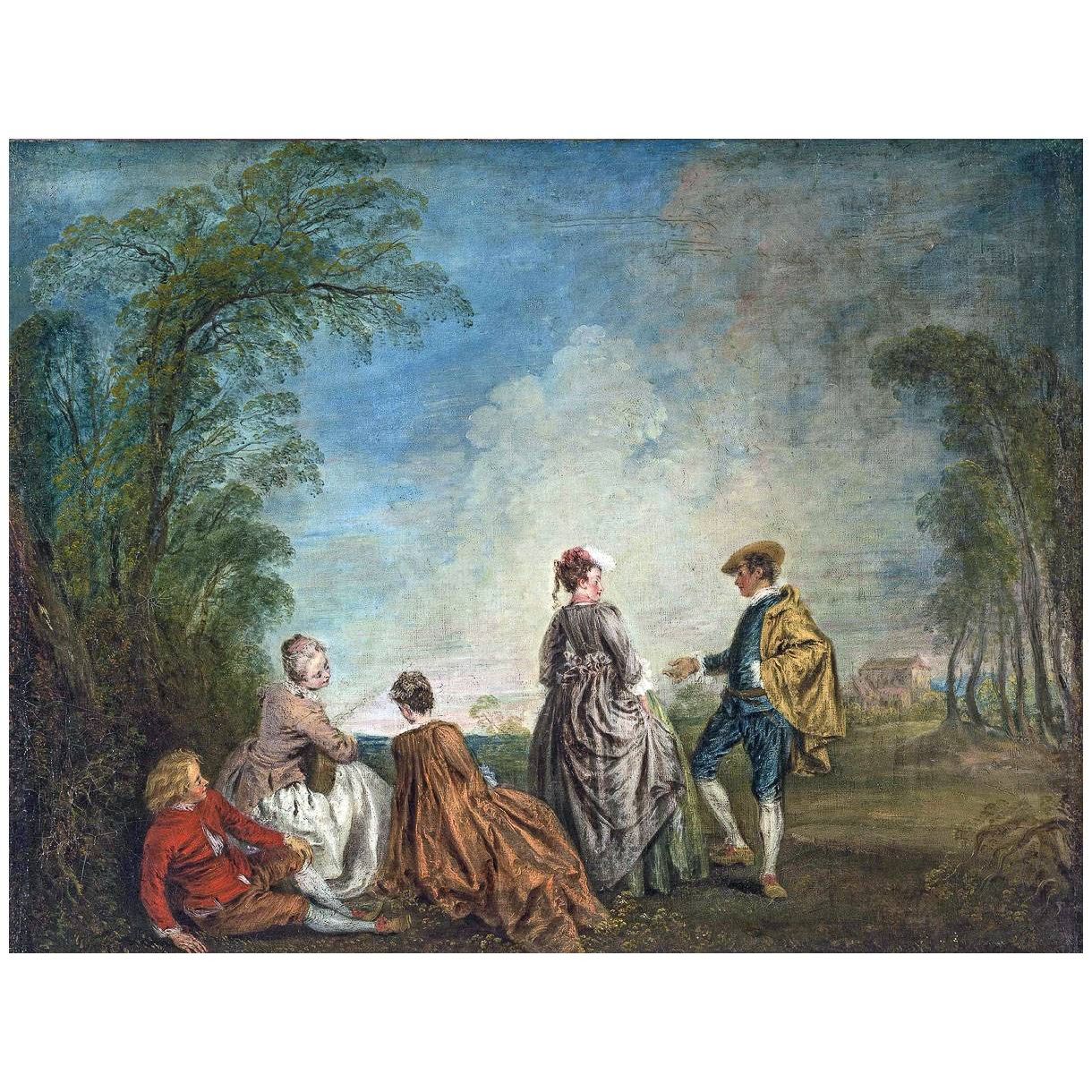 Antoine Watteau. La proposition embarrassante. 1715-1716. Hermitage St-Petersburg