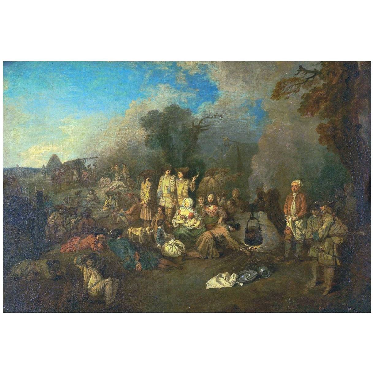 Antoine Watteau. Le Bivouac. 1709-1710. Pushkin Museum Moscow