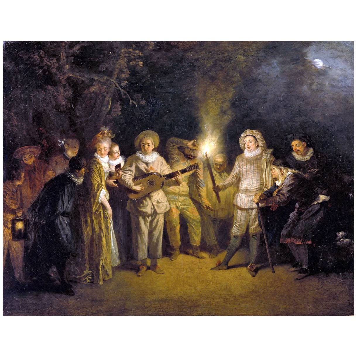 Antoine Watteau. La Comédie Italienne. 1716. Gemaldegallerie Berlin