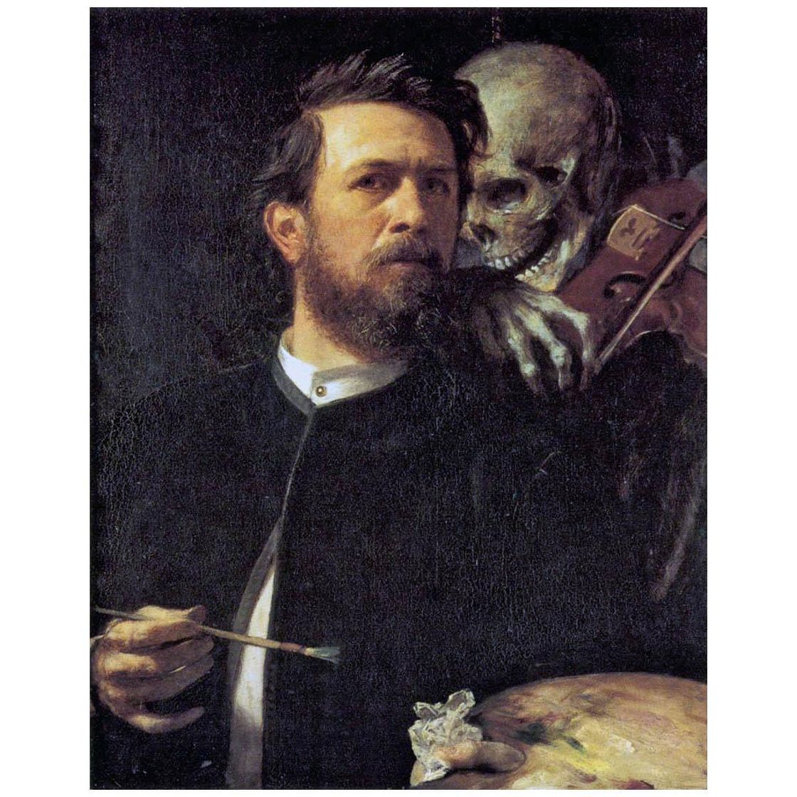 Arnold Böklin. Self-Portrait with Death as a Fiddler. 1874. Gemaldegallerie Berlin