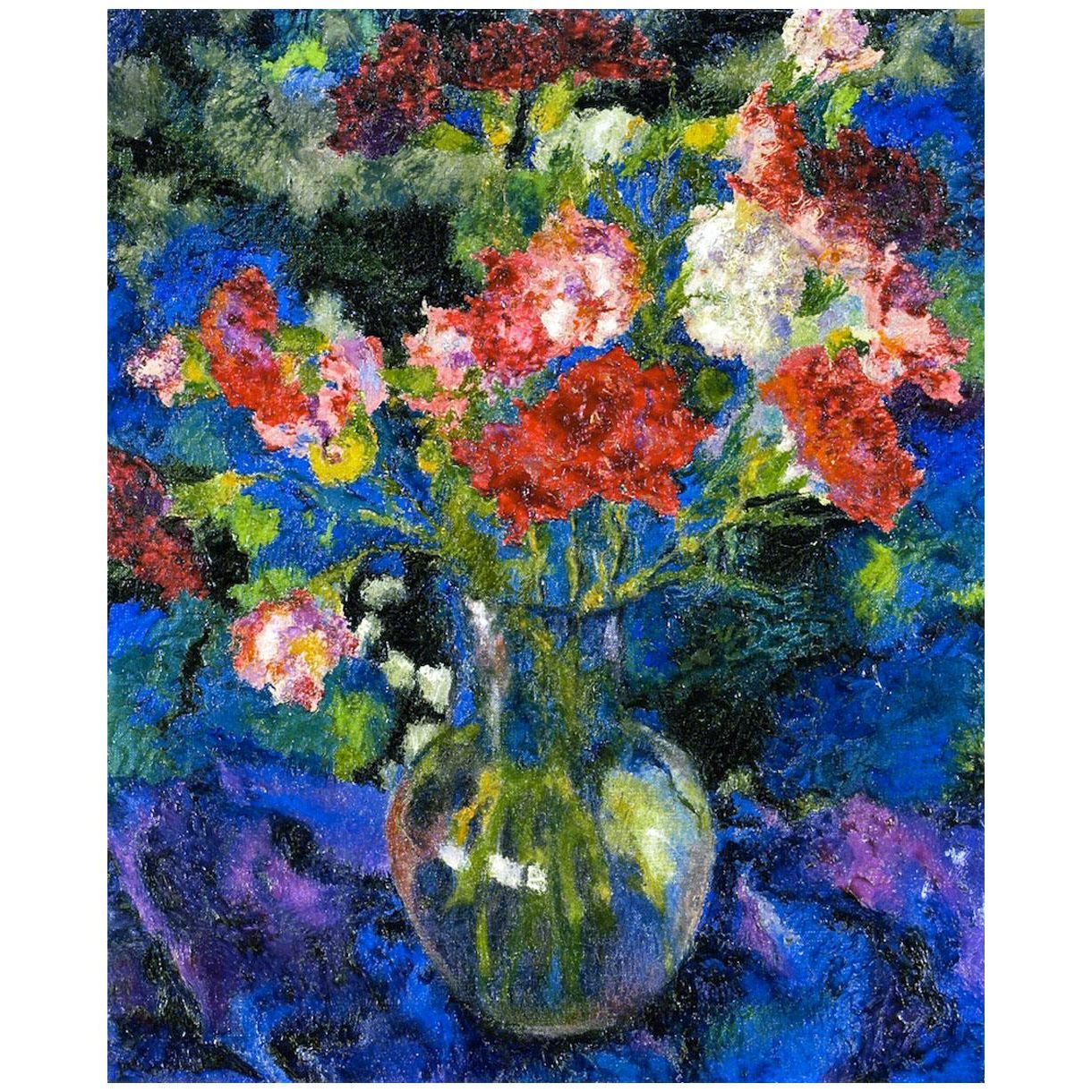 Augusto Giacometti. Carnations in a Round Glass Vase. 1918. Private collection