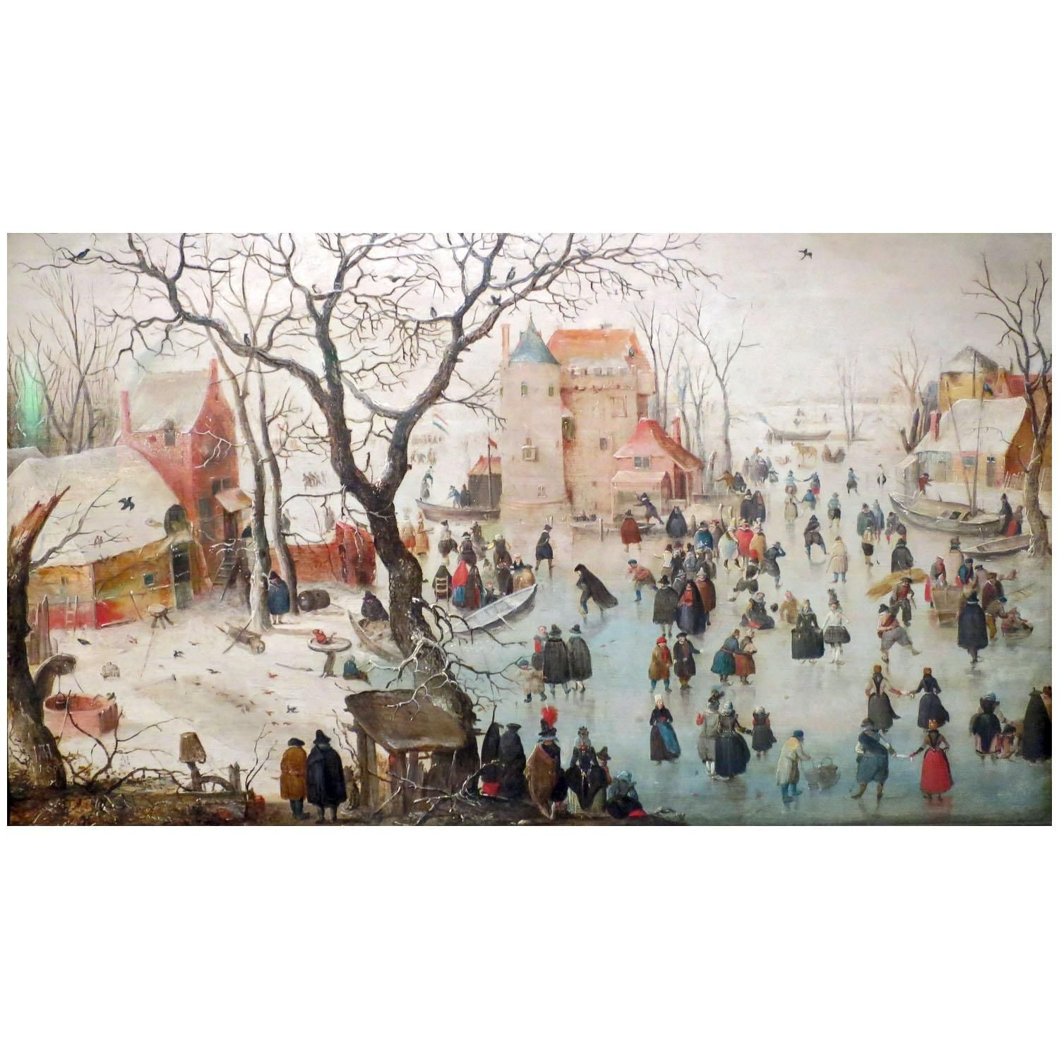 Hendrick Avercamp. Winter Landscape with Ice Skaters. 1608. Kunstmuseum Bergen