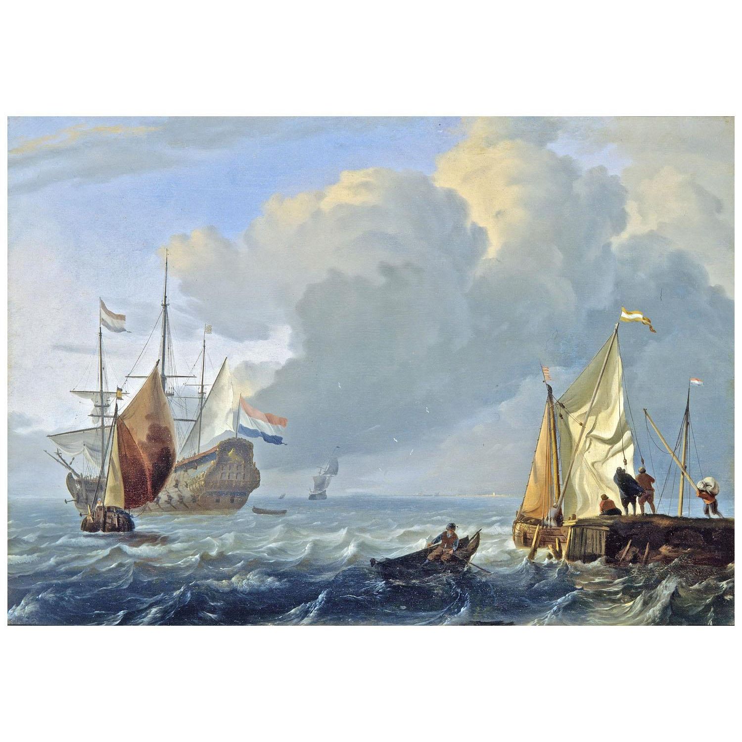 Ludolf Backhuysen. Dutch Frigate and Other Ships off the Coast. 1680. Kunsthalle Bremen