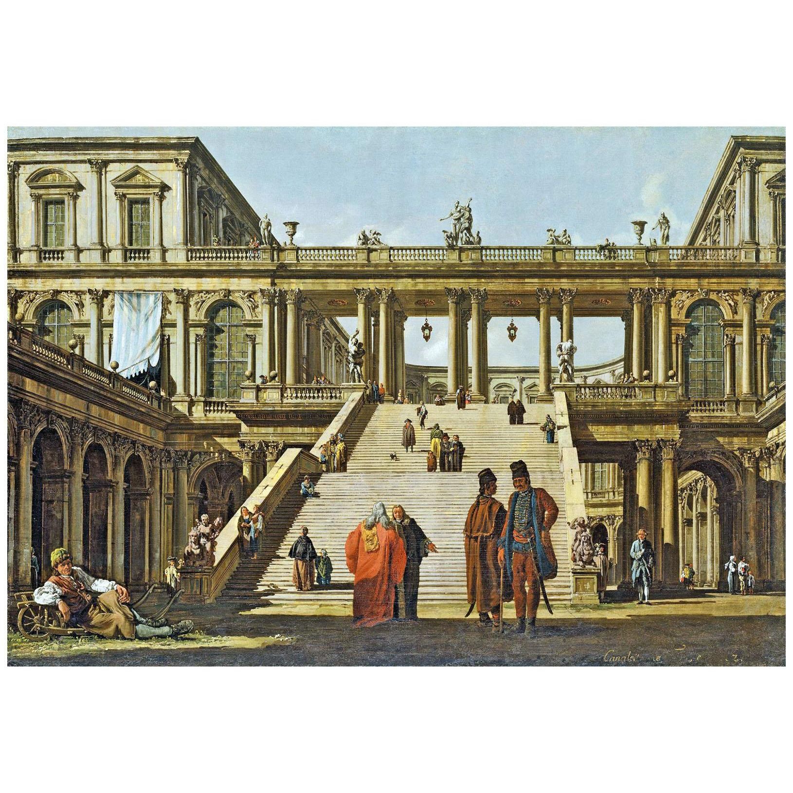 Bernardo Bellotto. Caprice con scala del Palazzo. 1762. Hamburger Kunsthalle