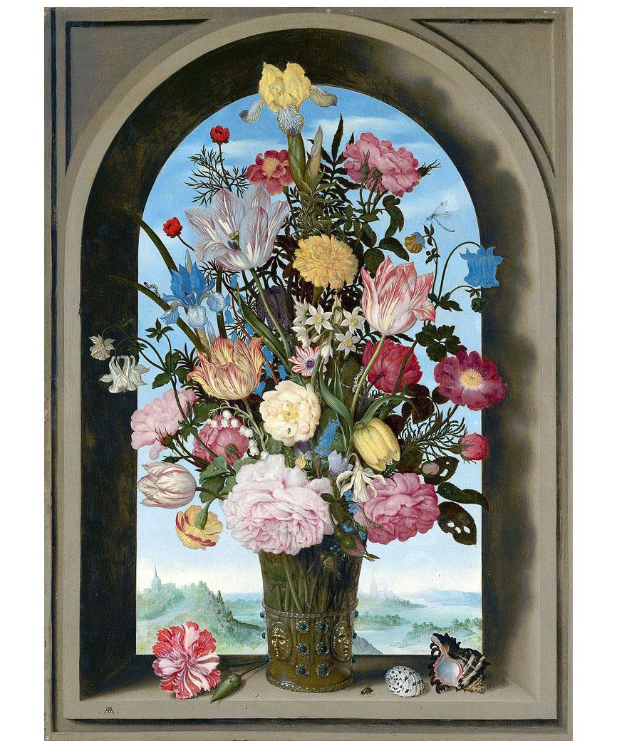 Ambrosius Bossсhaert de Oude. Vaas met bloemen in een venster. 1618-1620. Mauritshuis, Den Haag