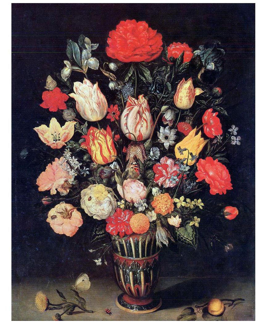 Ambrosius Bossсhaert de Oude. Stilleven met bloemen. 1600s. Alte Pinakothek, Munchen