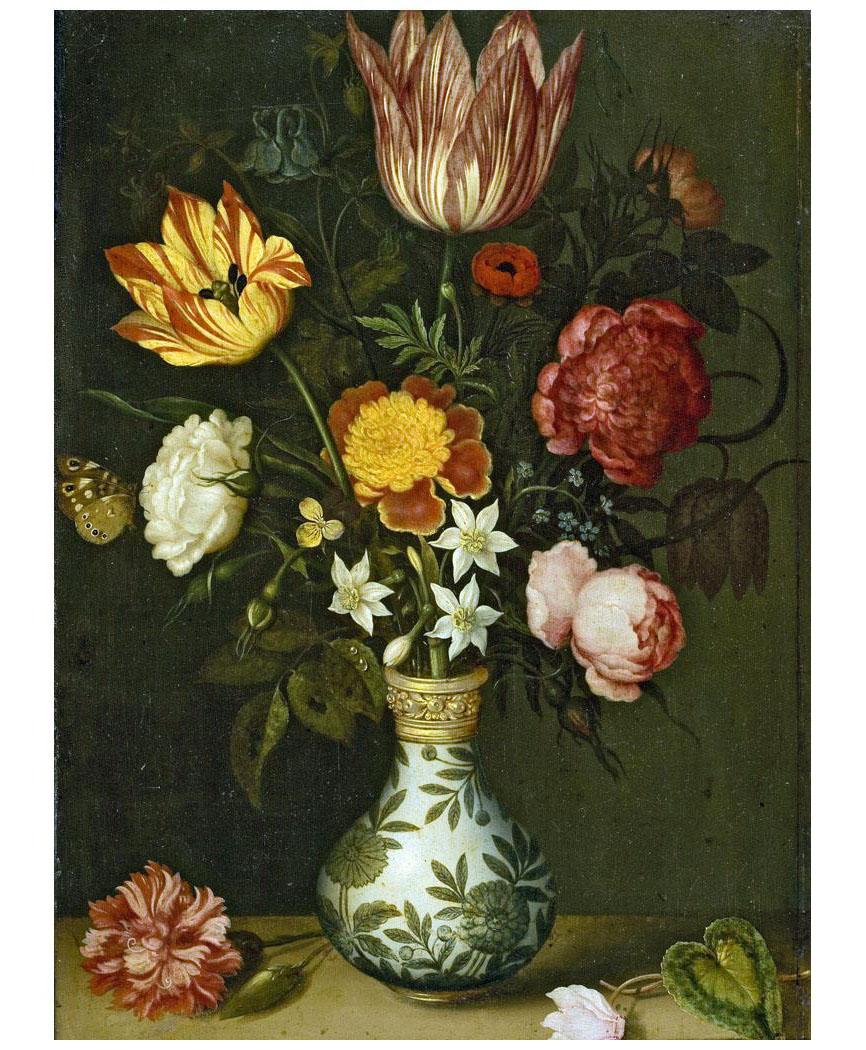 Ambrosius Bossсhaert de Oude. Stilleven met bloemen in een Wan Li-vaas. 1619. Rijksmuseum