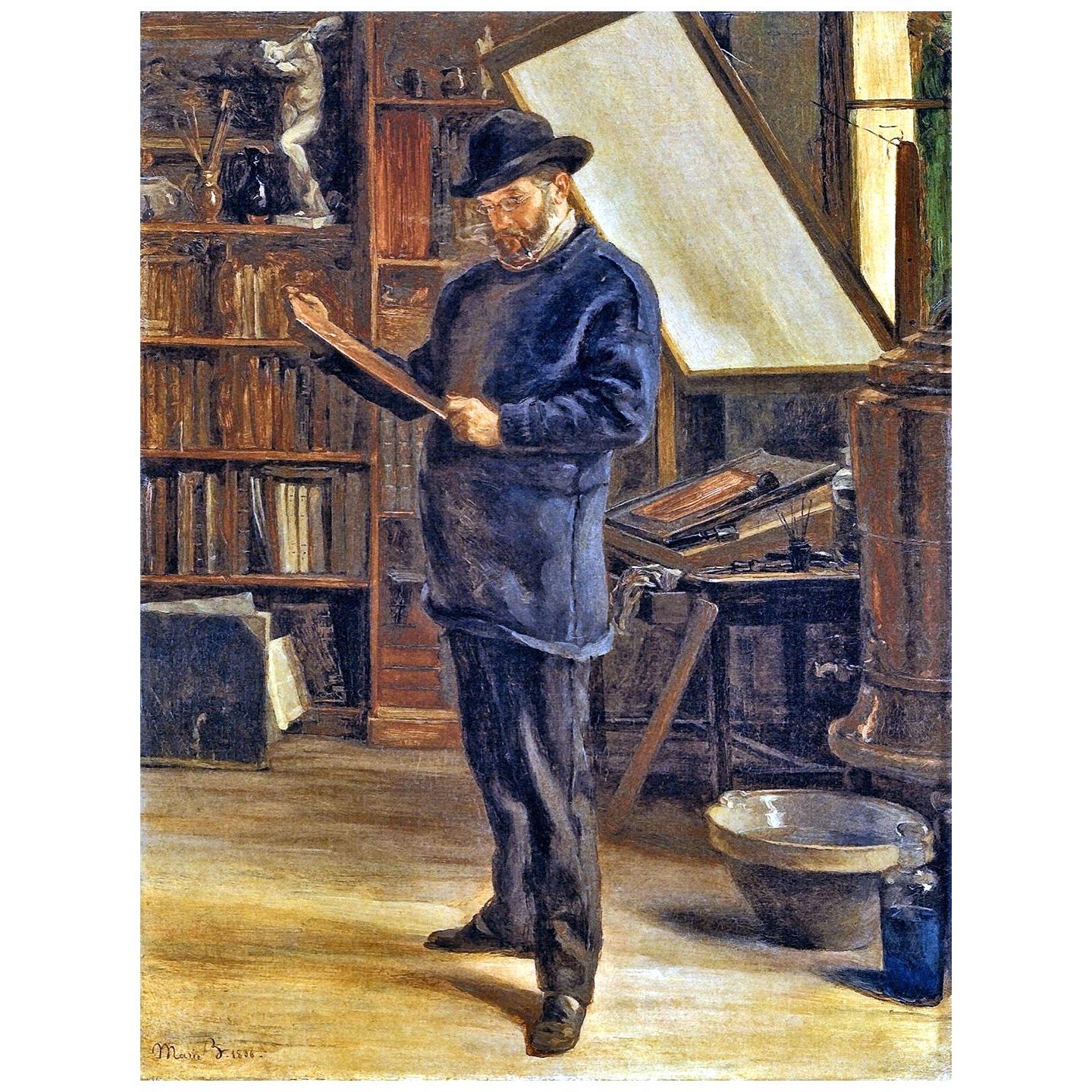 Marie Bracquemond. Félix Bracquemond dans Atelier. 1886. Private collection