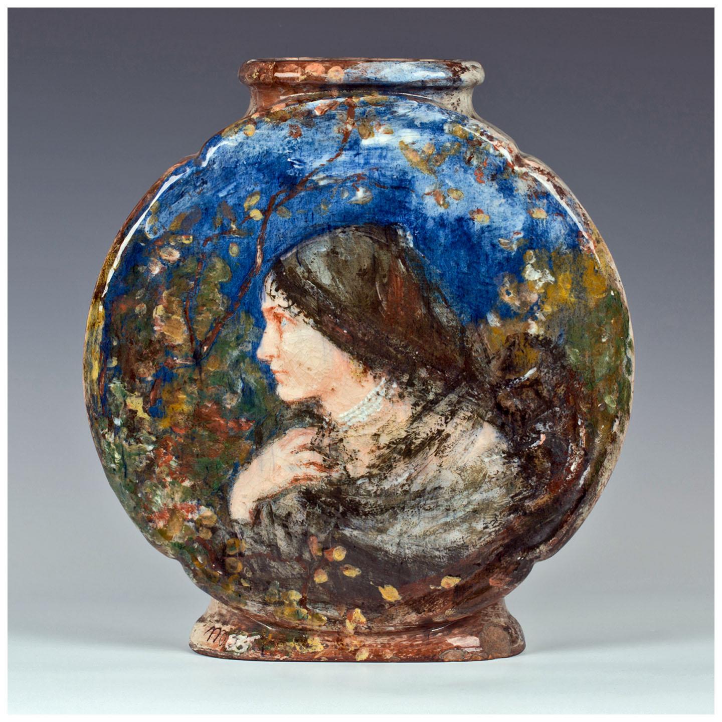 Marie Bracquemond. Limoges Céramique Impressionniste Vase. 1880