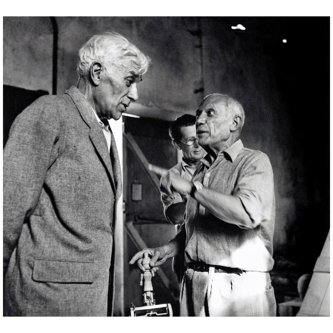 Georges Braque et Pablo Picasso. Photographie de 1954