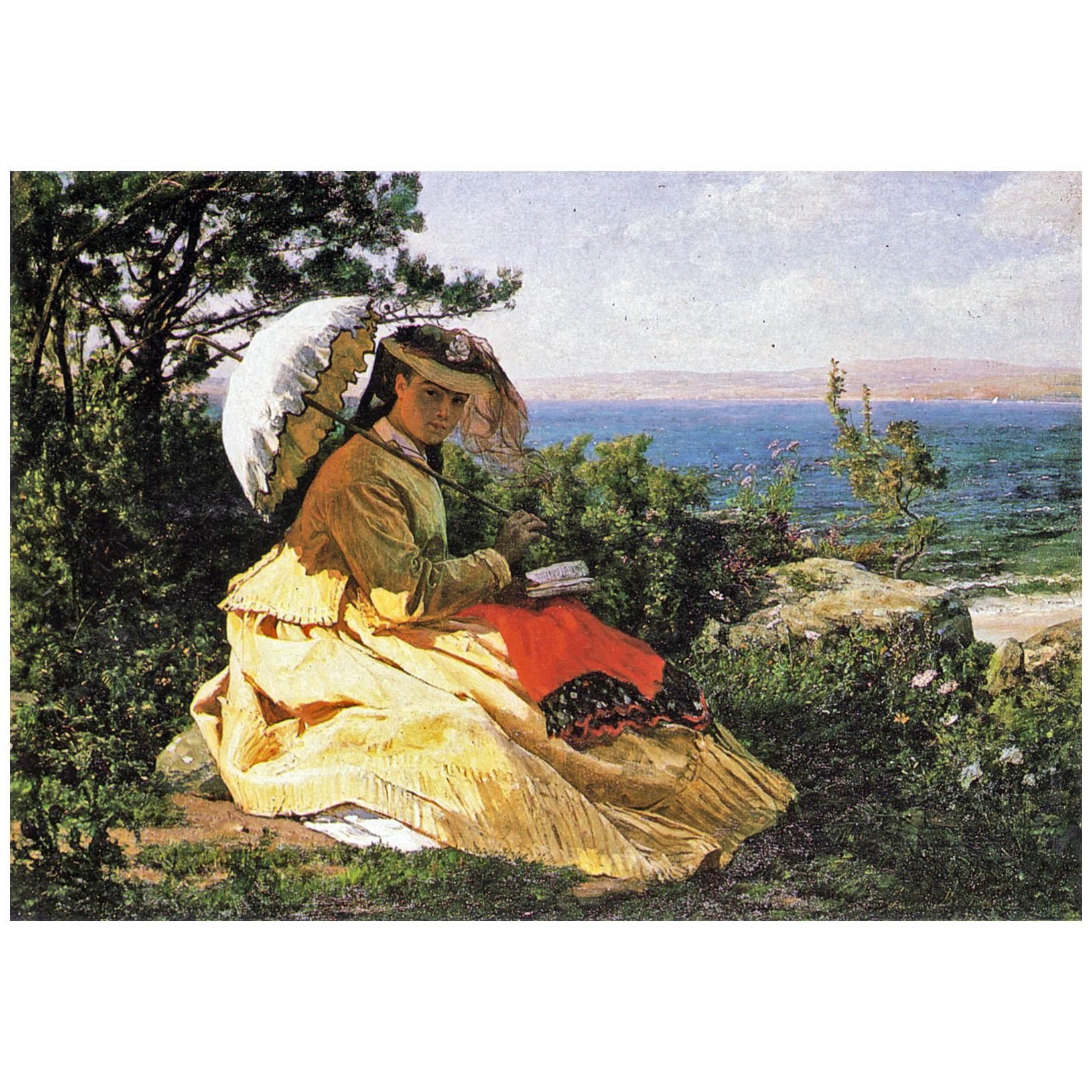 Jules Breton. La femme à l'ombrelle (Elodie de Vigne). 1871. Private collection