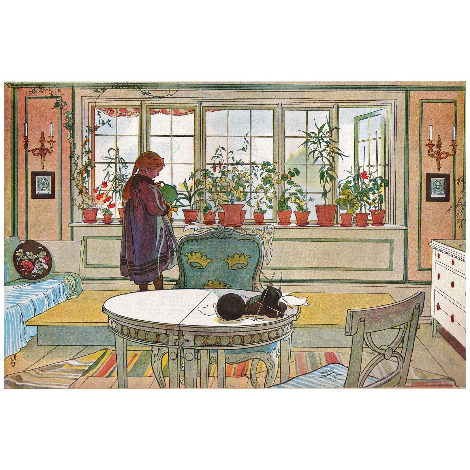 Carl Larsson. Flowers on the Window. From «A Home» Book. 1894
