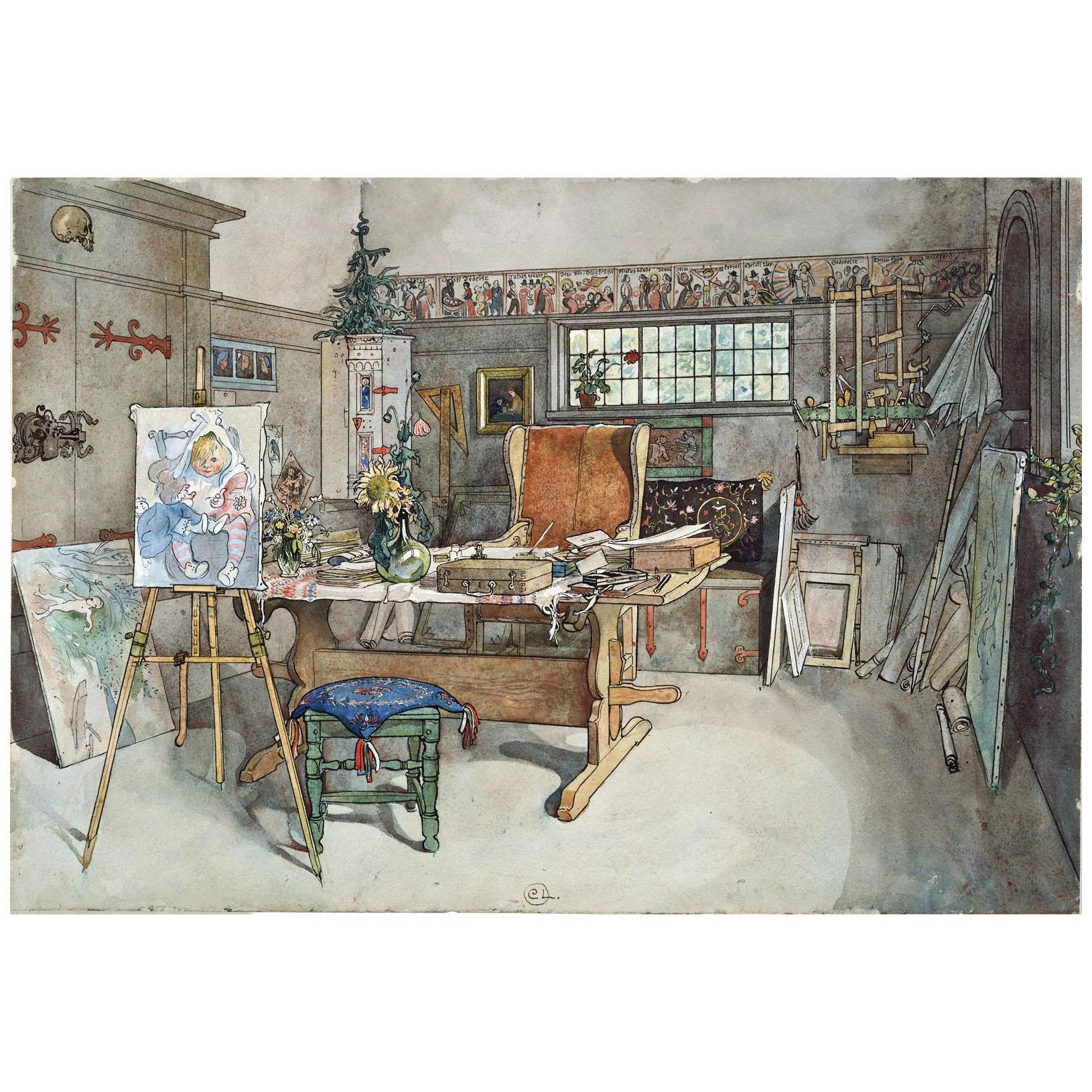 Carl Larsson. The Studio. From «A Home» Book. 1894