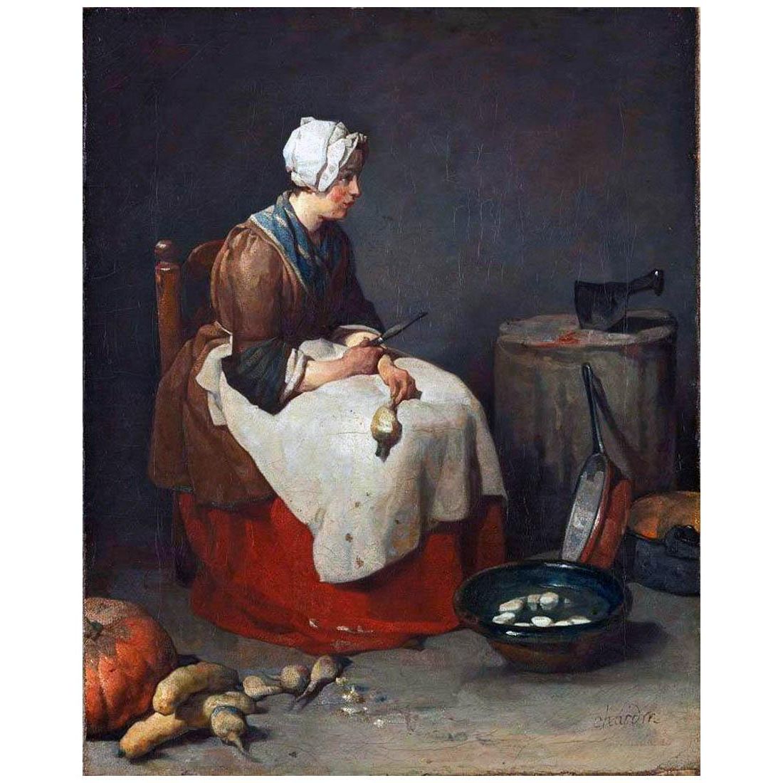 Jean-Baptiste Chardin. Femme epluchant les navets. 1740. Alte Pinakothek, Munchen
