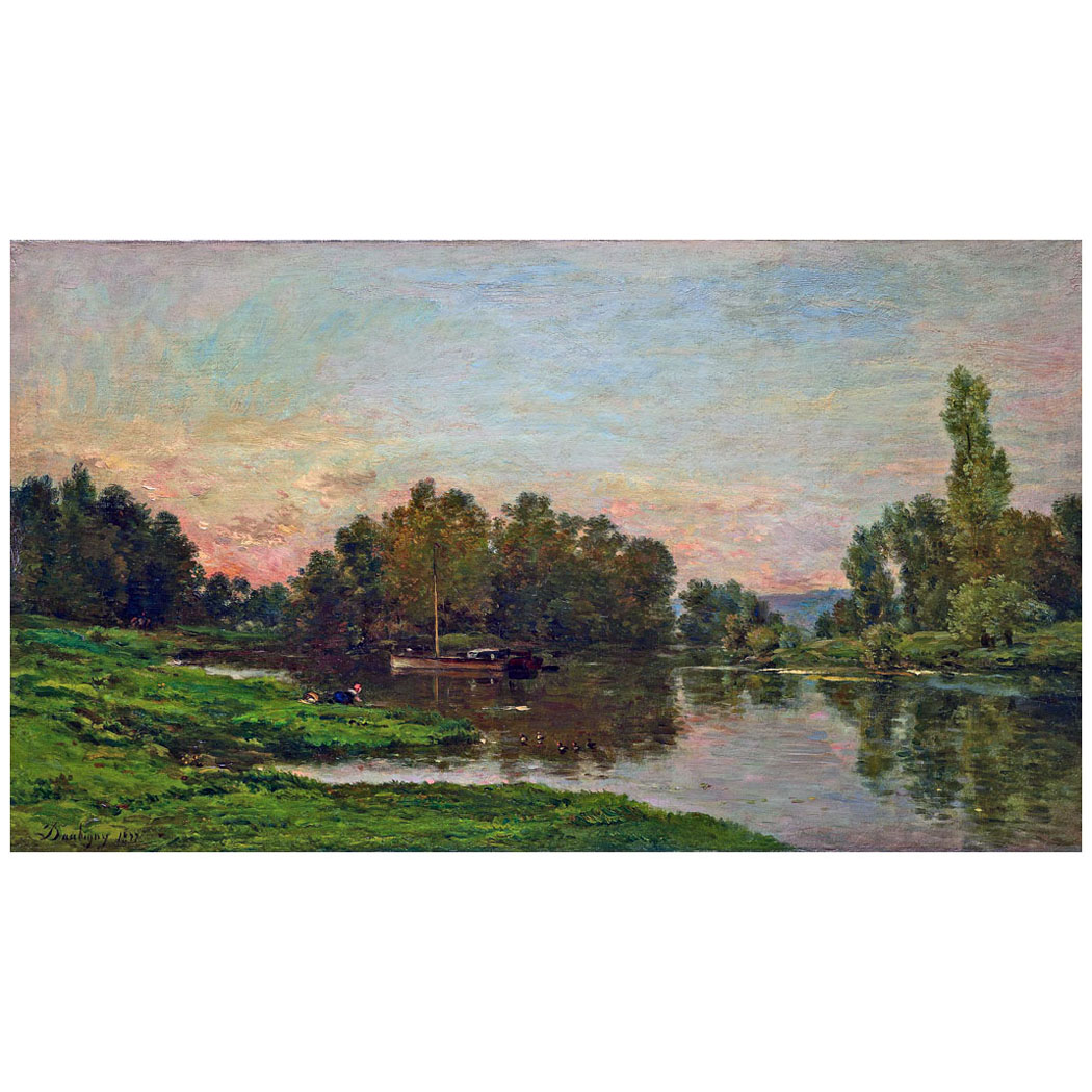 Charles-François Daubigny. Barge de l'artiste sur la rivière. 1877. Dallas Museum of Art