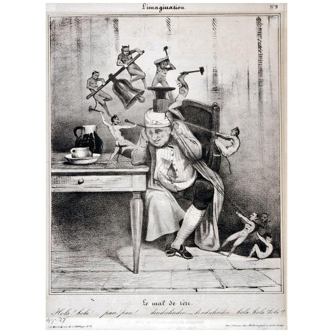 Honore Daumier. Le mal de tete. 1833. Llithographie
