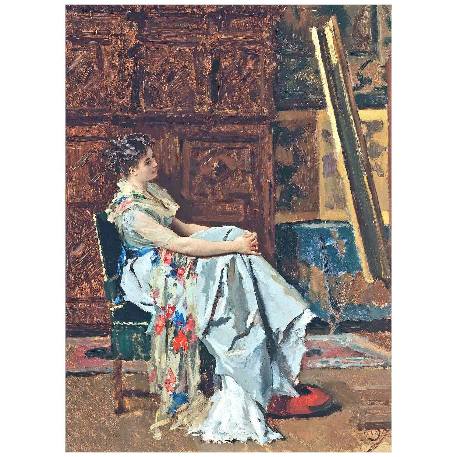 Gustave De Jonghe. Admirer le tableau. 1878. Galerie Campo Antwerpen