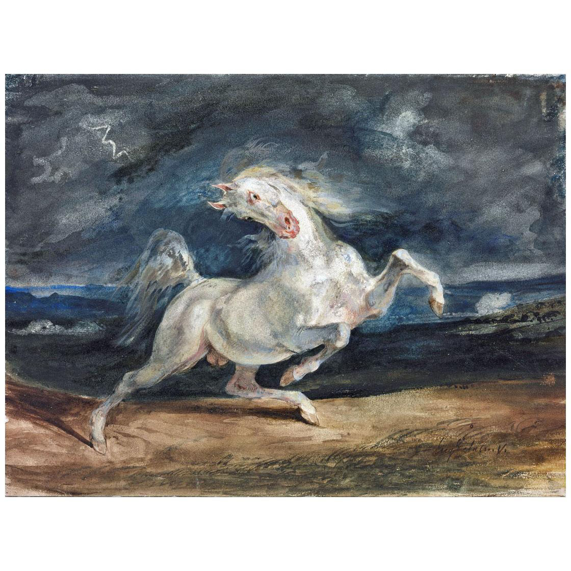 Eugene Delacroix. Cheval effrayé par la foudre. 1825. Budapest Art Museum