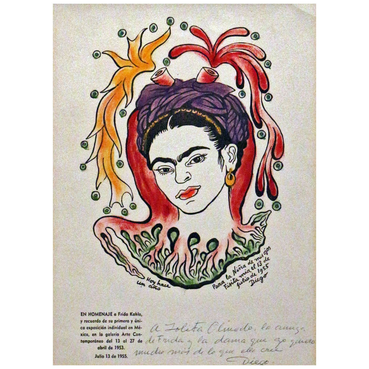 Diego Rivera. Portrait of Frida Kahlo. 1955. Museo Dolores Olmedo