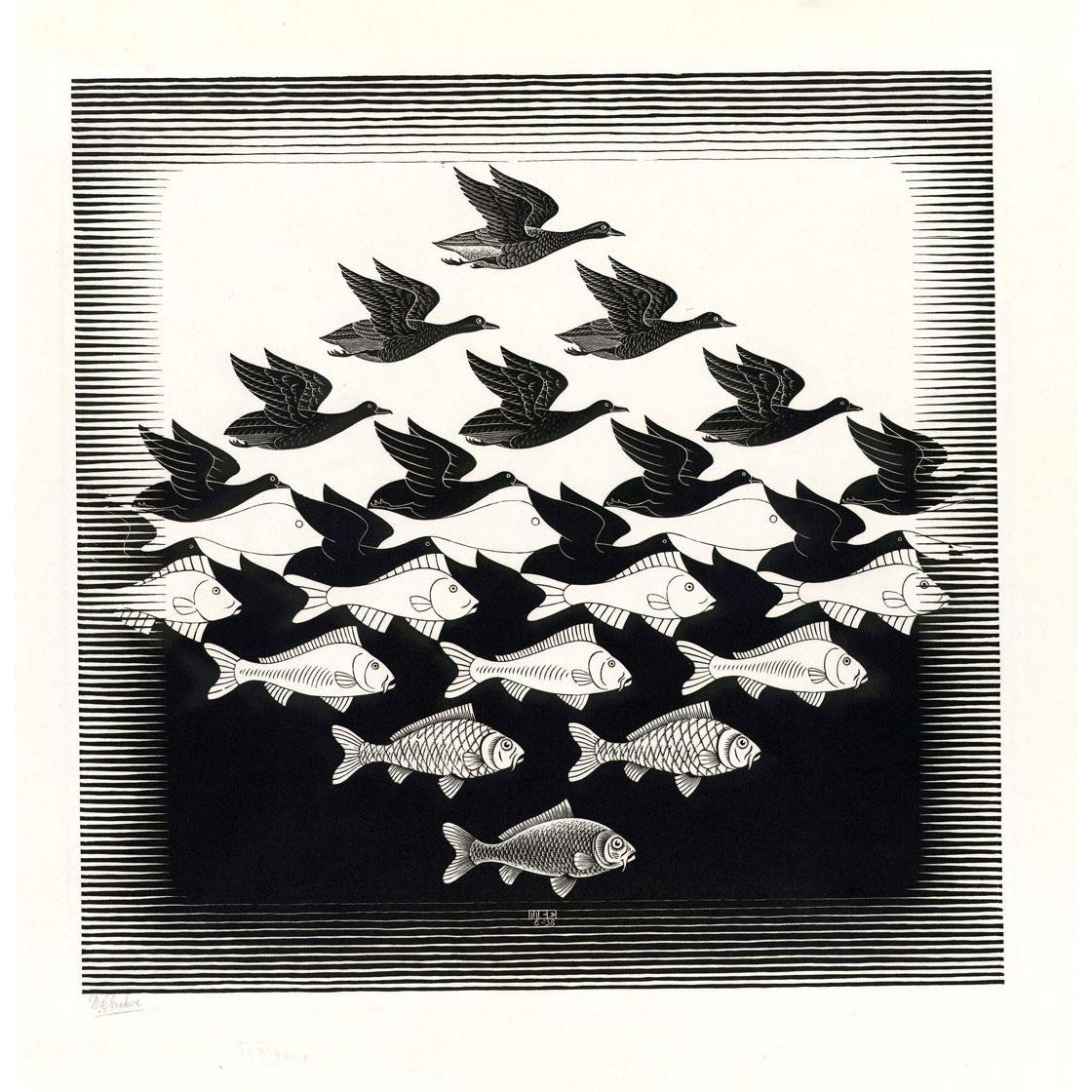Maurits Cornelis Escher. Sky and Water. 1938