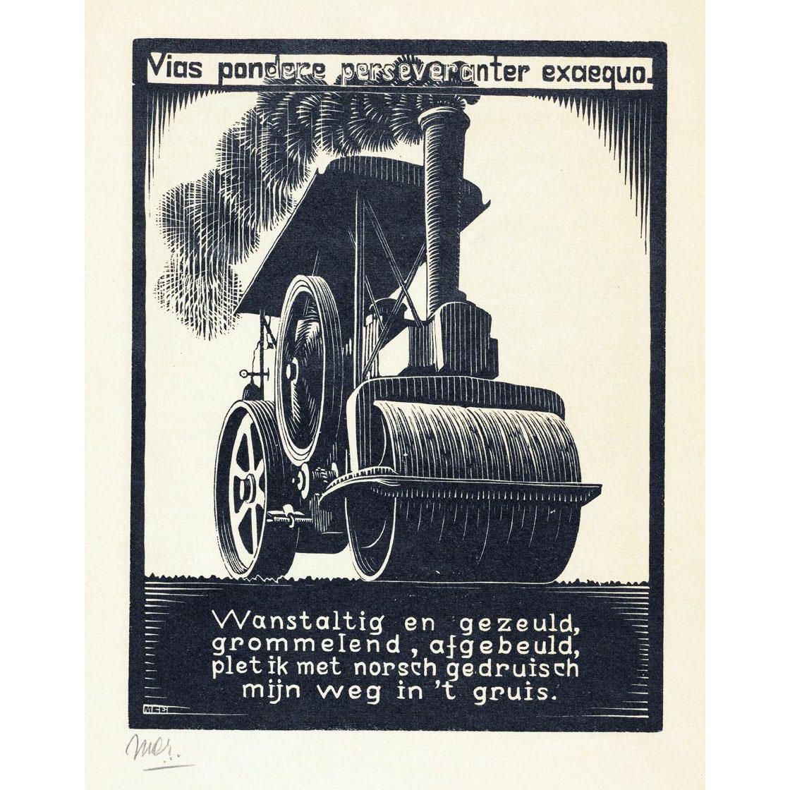 Maurits Cornelis Escher. Steamroller. Poster. 1930