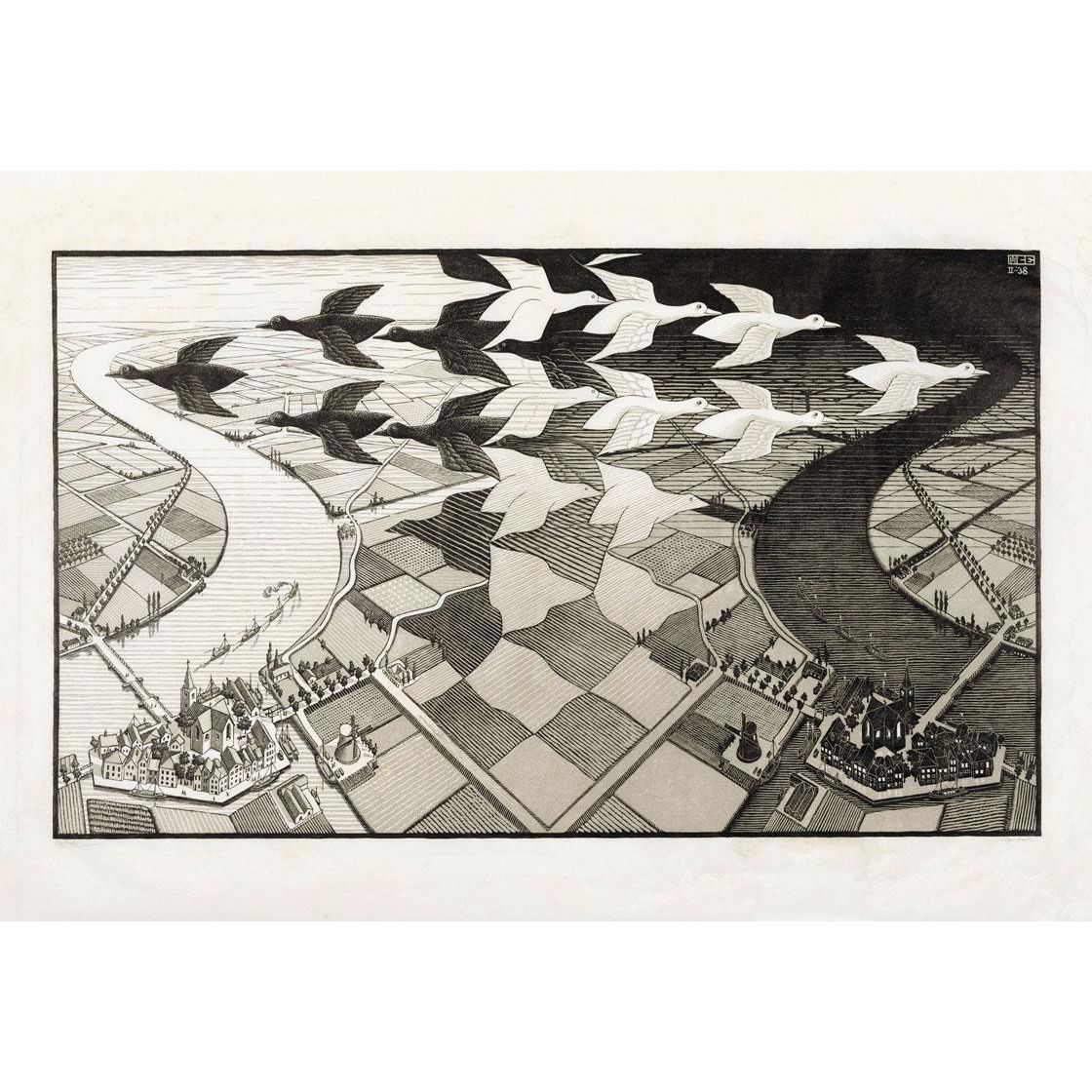 Maurits Cornelis Escher. Day and Night. 1938