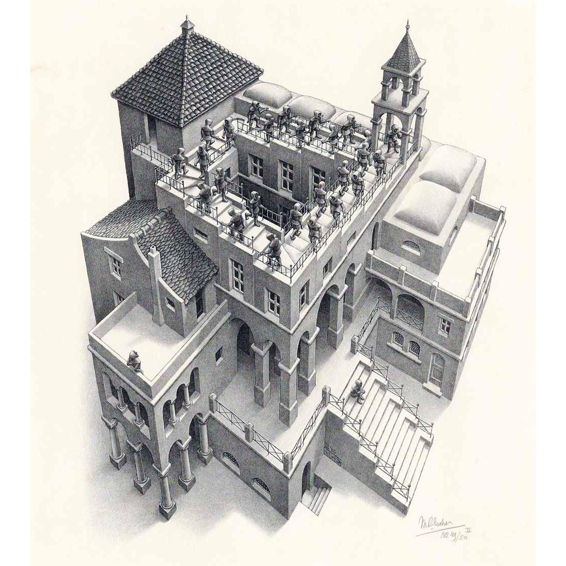 Maurits Cornelis Escher. Ascending and Descending. 1960
