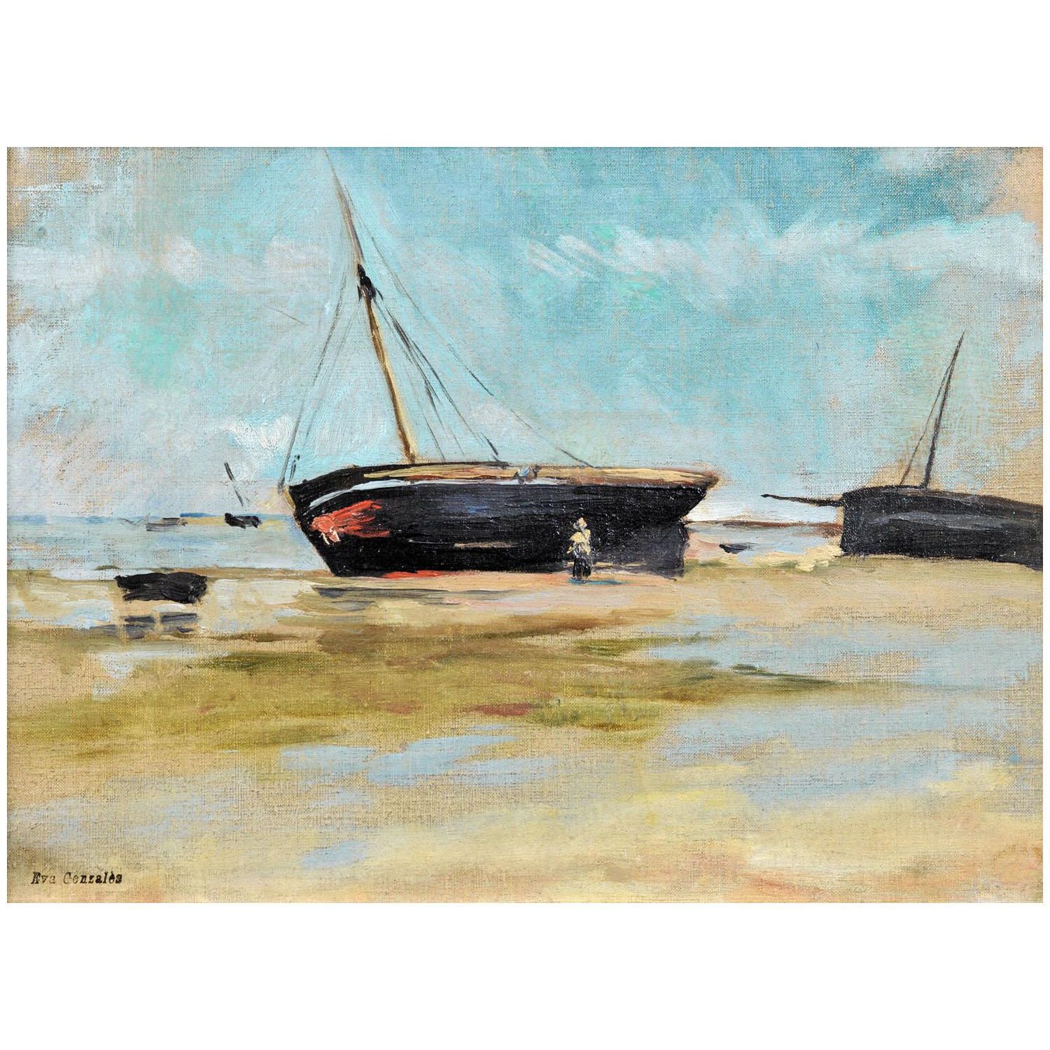 Eva Gonzales. Bateau à marée basse. 1877. Collection privée