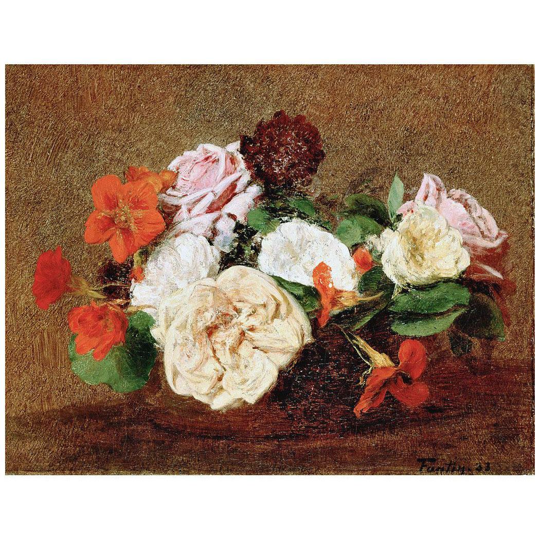 Henri Fantin-Latour. Roses et capucines dans un vase. 1883. Hermitage
