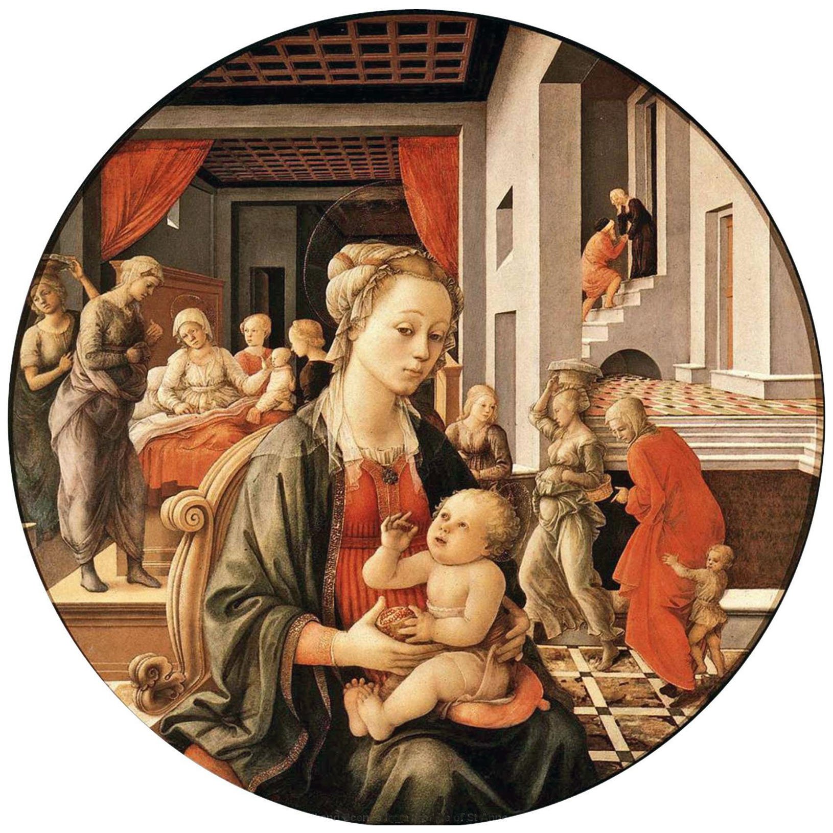 Fra Folippo Lippi. Madonna col scene della vita di Sant'Anna. 1452. Palazzo Pitti Firenze