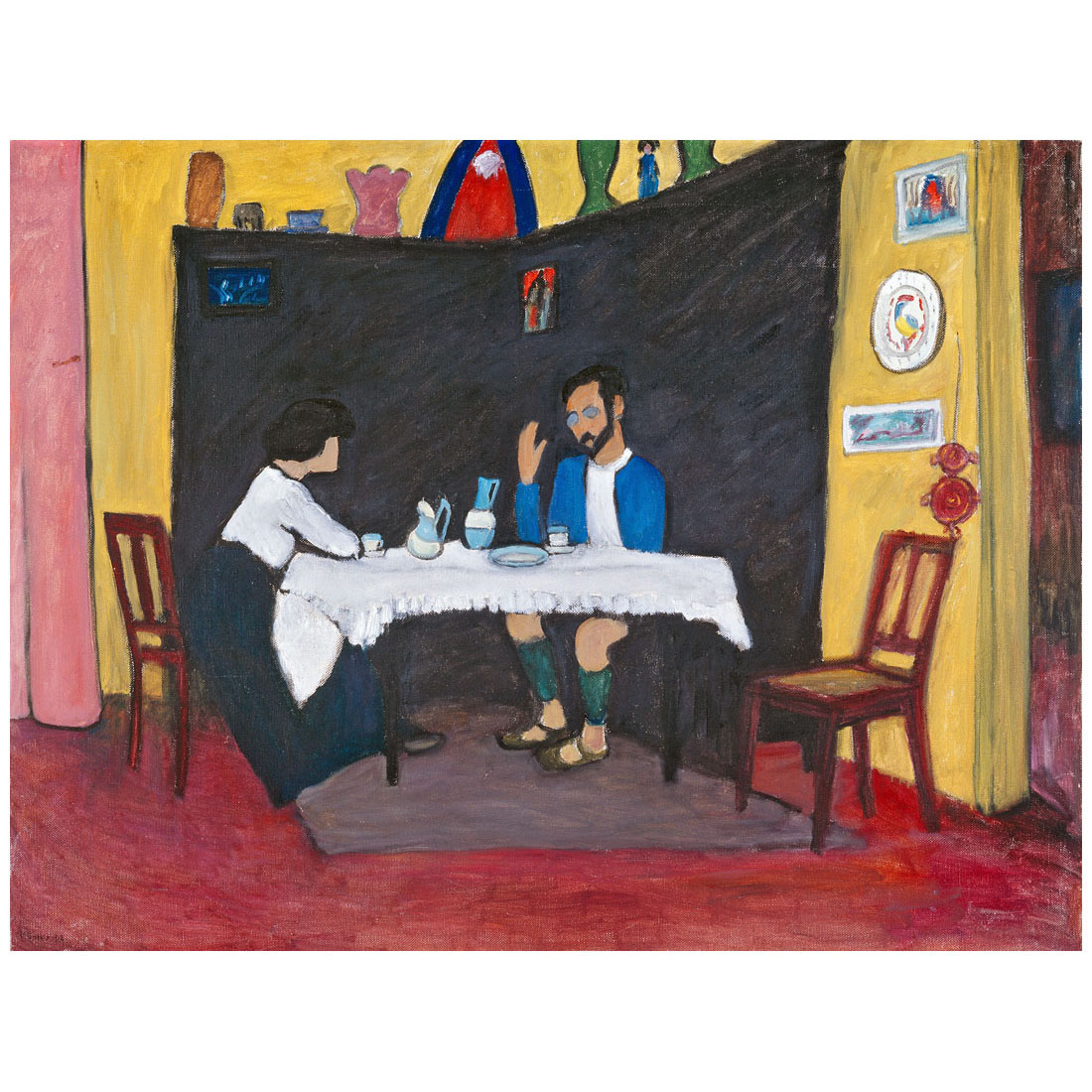 Gabriele Munter. Kandinsky and Emma Bassi at Table. 1912. Lenbachhaus, Munchen