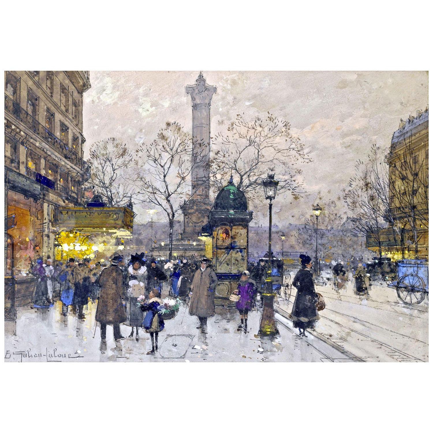 Eugène Galien-Laloue. La Bastille, Paris. 1890-1895