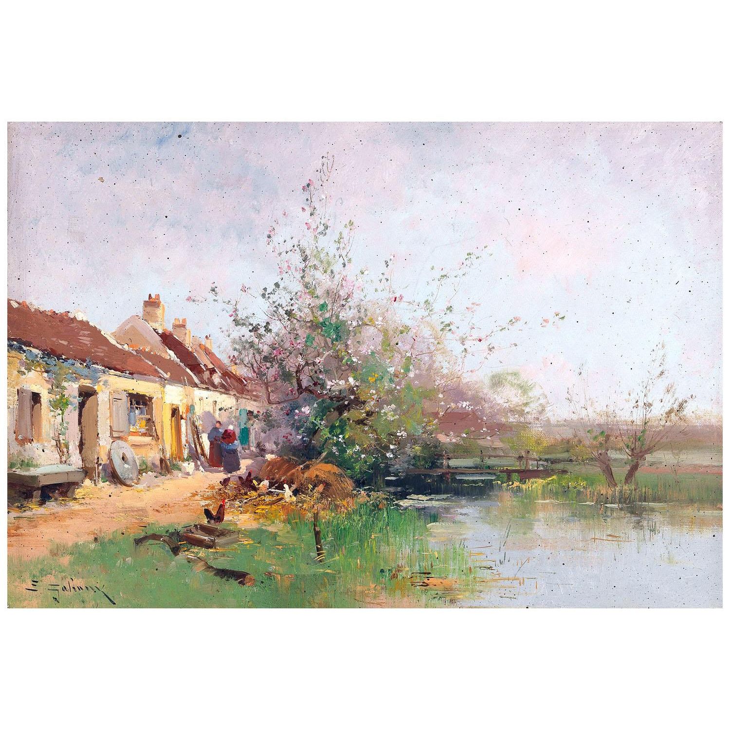 Eugène Galien-Laloue. Jour de printemps au bord du ruisseau. 1880
