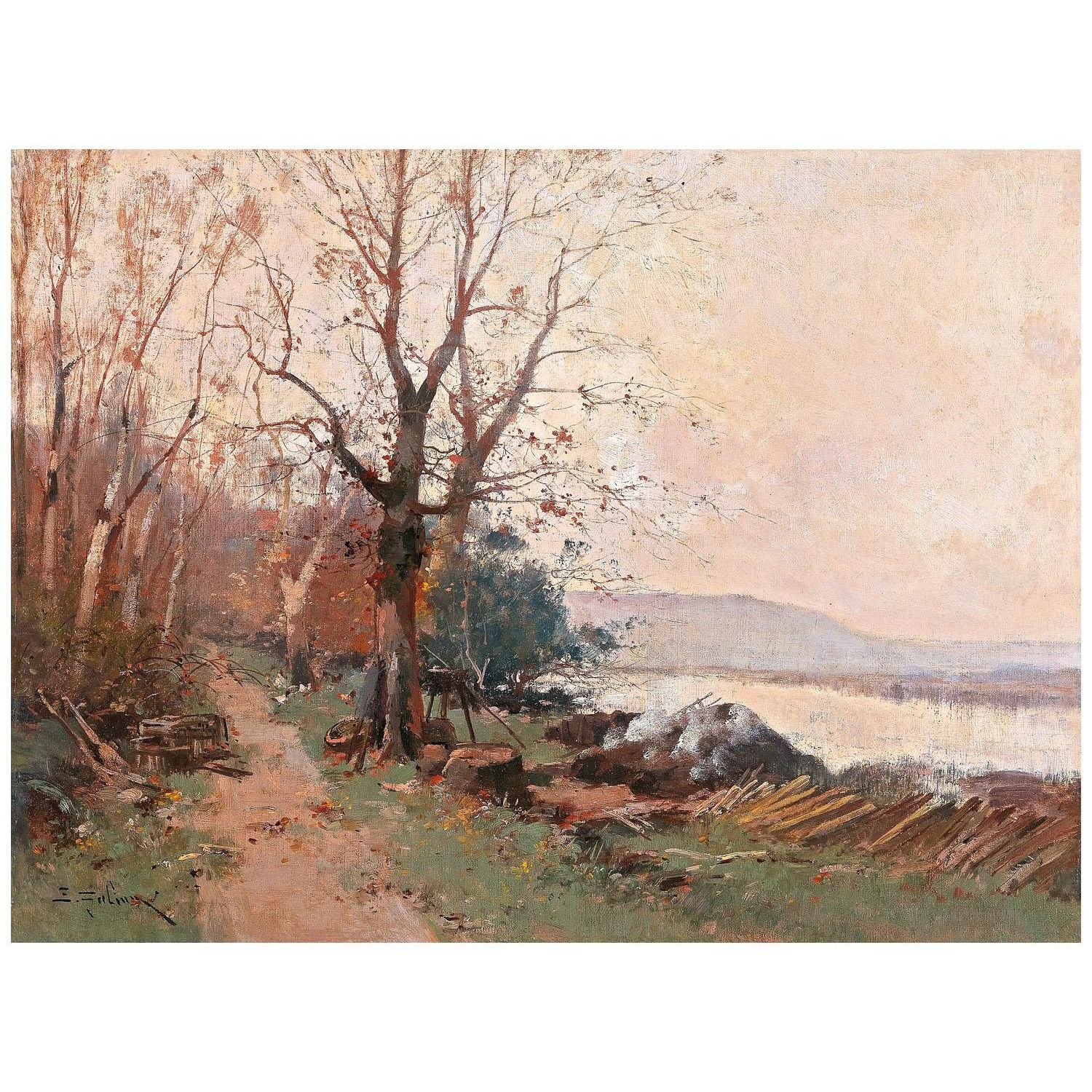 Eugène Galien-Laloue. Paysage Fluvial. 1884