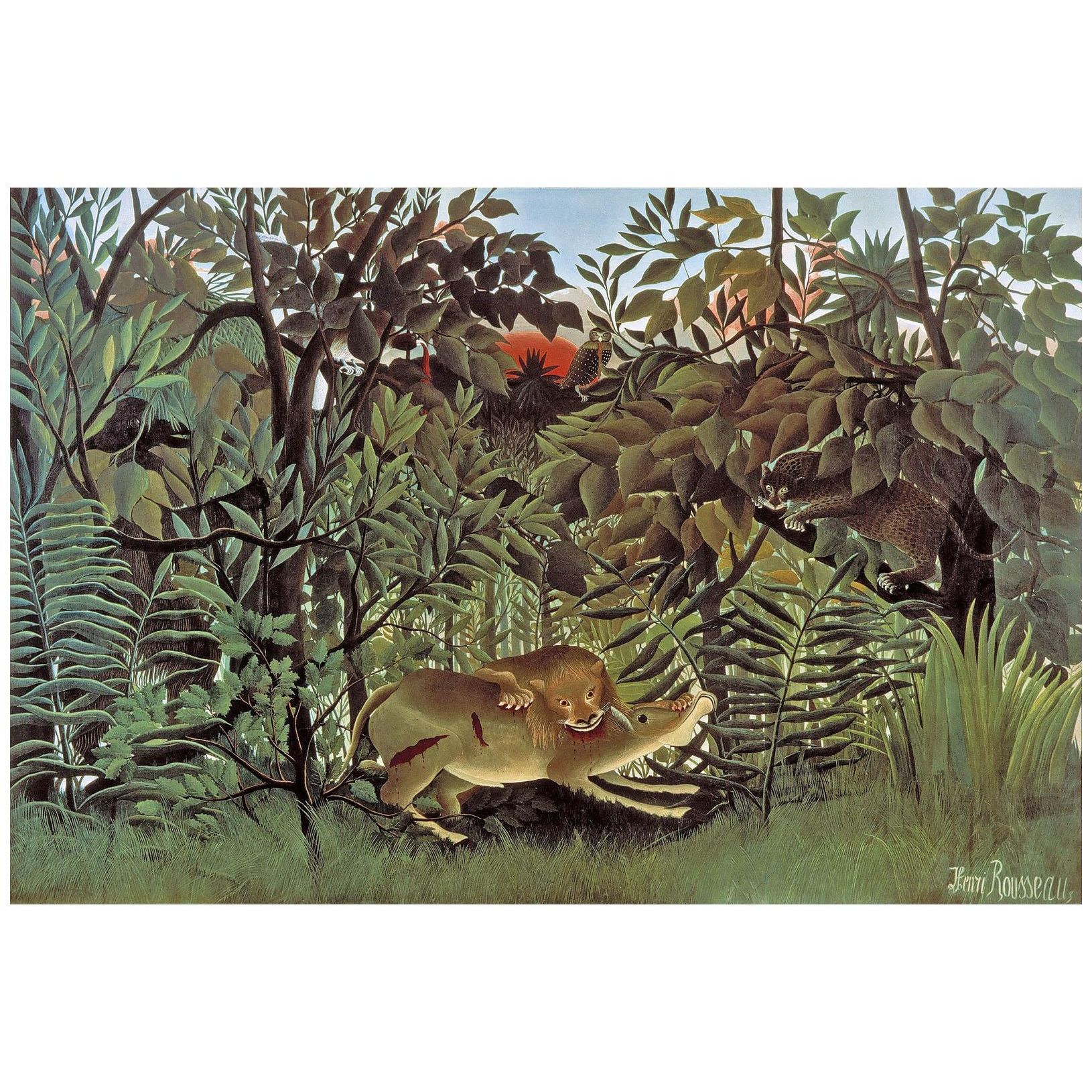 Henri Rousseau. Le lion, ayant faim, se jette sur l’antilope. 1905. Beyeler Foundation Basel