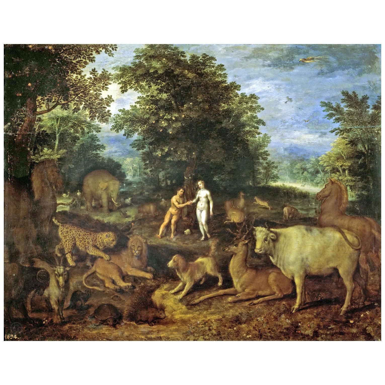 Jan Breughel de Jonge. Adam and Eve in Paradise. 1618. Museo del Prado