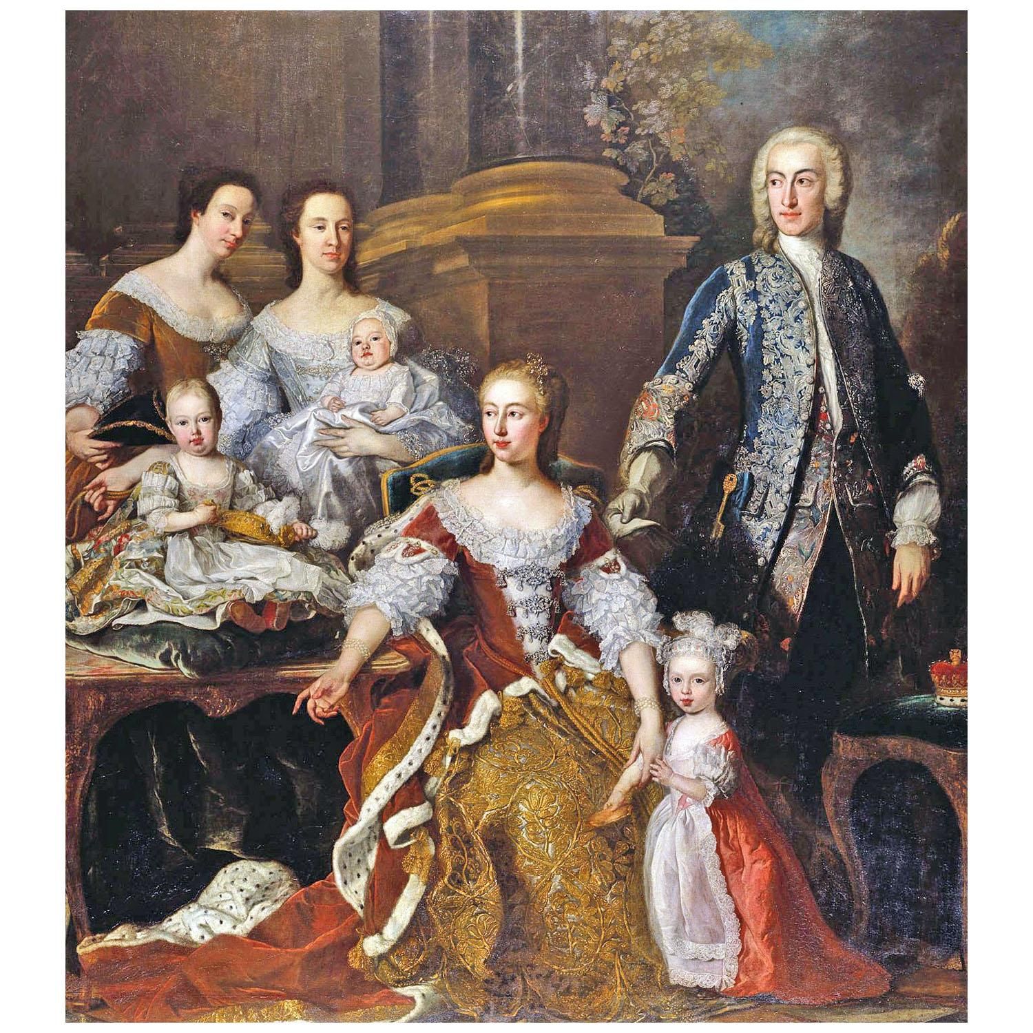 Jean-Baptiste van Loo. Princesse de Galles avec sa famille. 1739. Buckingham Palace