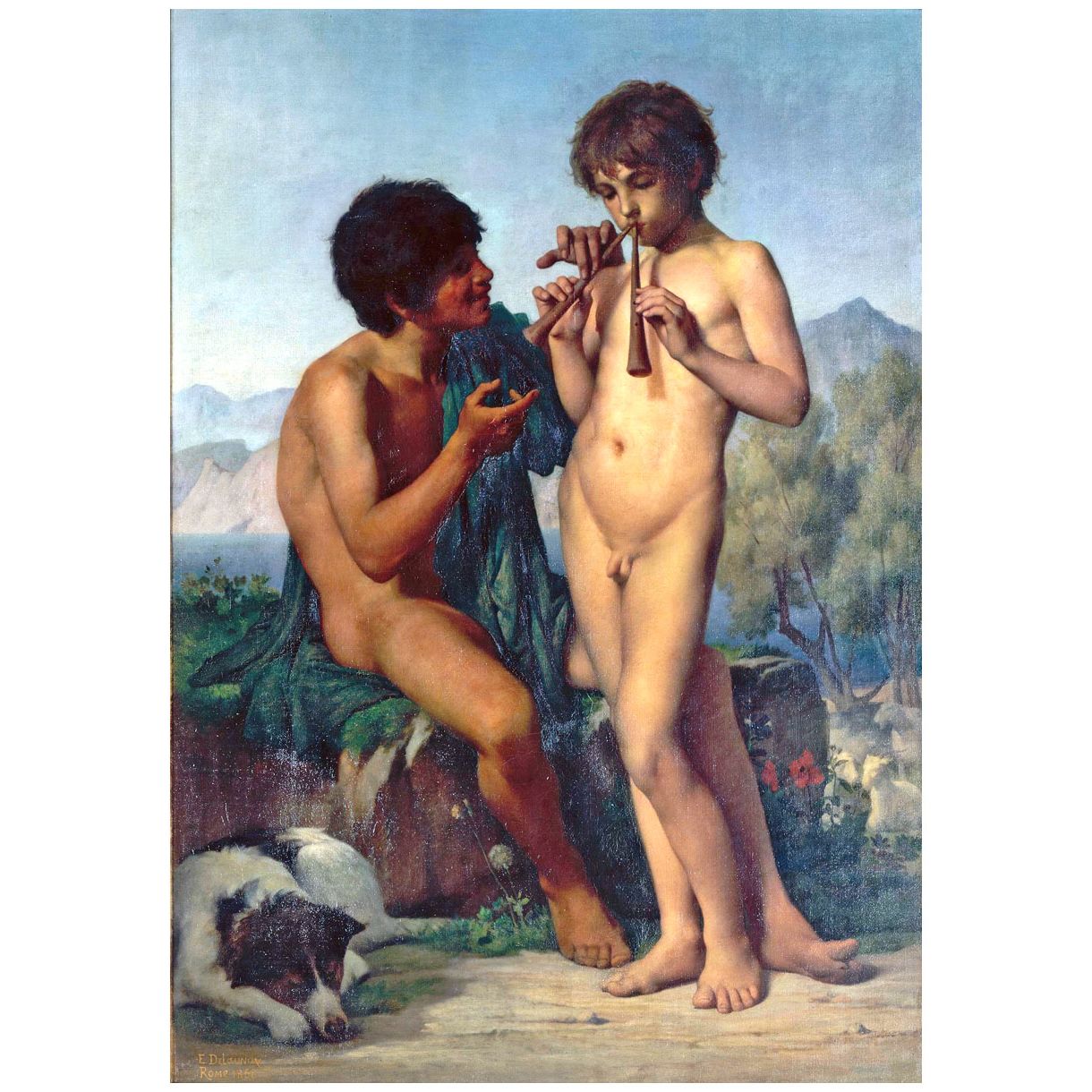 Jules-Elie Delaunay. La Leçon de flûte. 1858. Musee d’Arts de Nantes