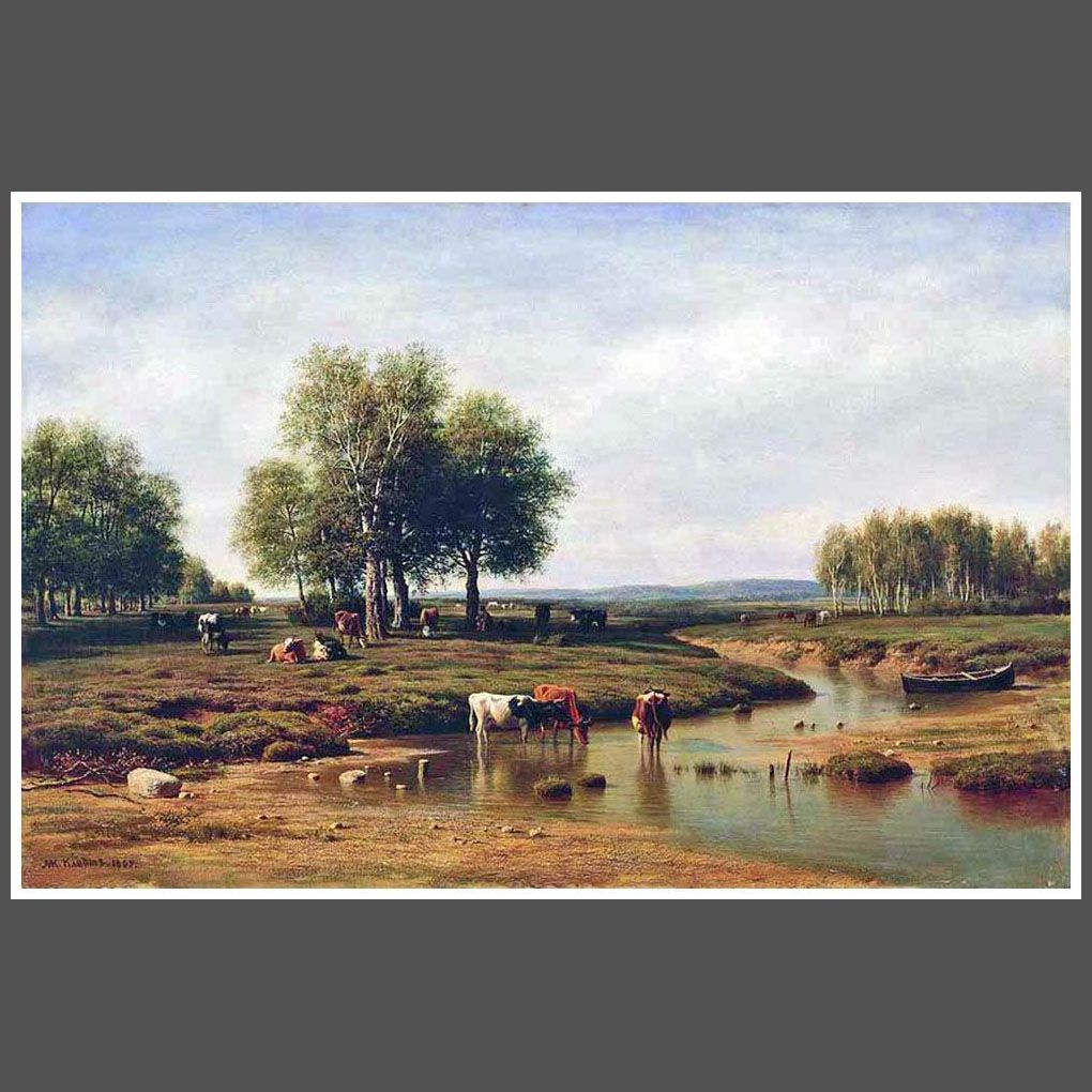 М.К. Клодт. Стадо у реки в полдень. 1869. Русский музей, С-Петербург