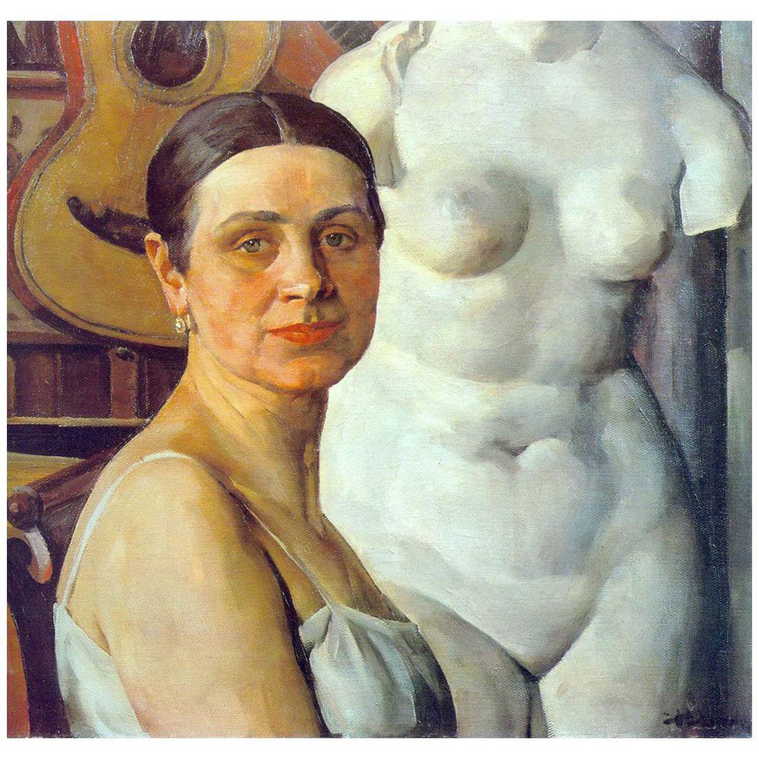Константин Юон. Портрет К.А. Юон, жены художника. 1924