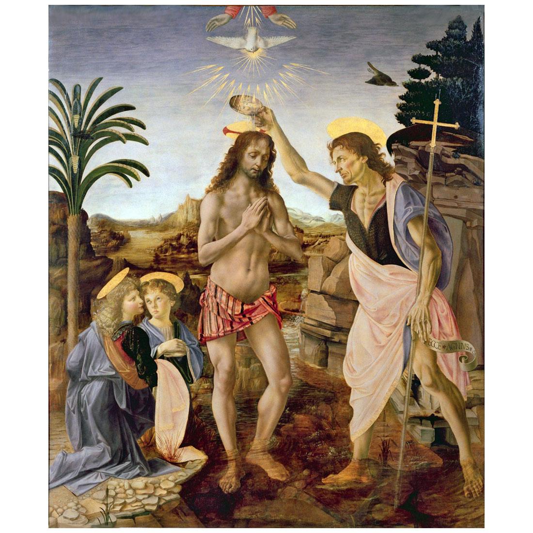 Andrea del Verrocchio. Il battesimo di Cristo. 1475. Uffizi Firenze