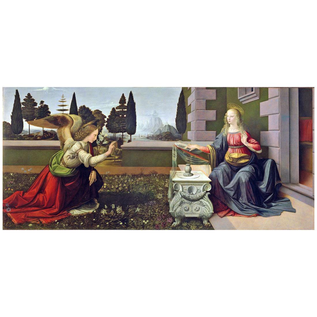 Leonardo da Vinci. Annunciazione. 1472-1475. Uffizi Firenze