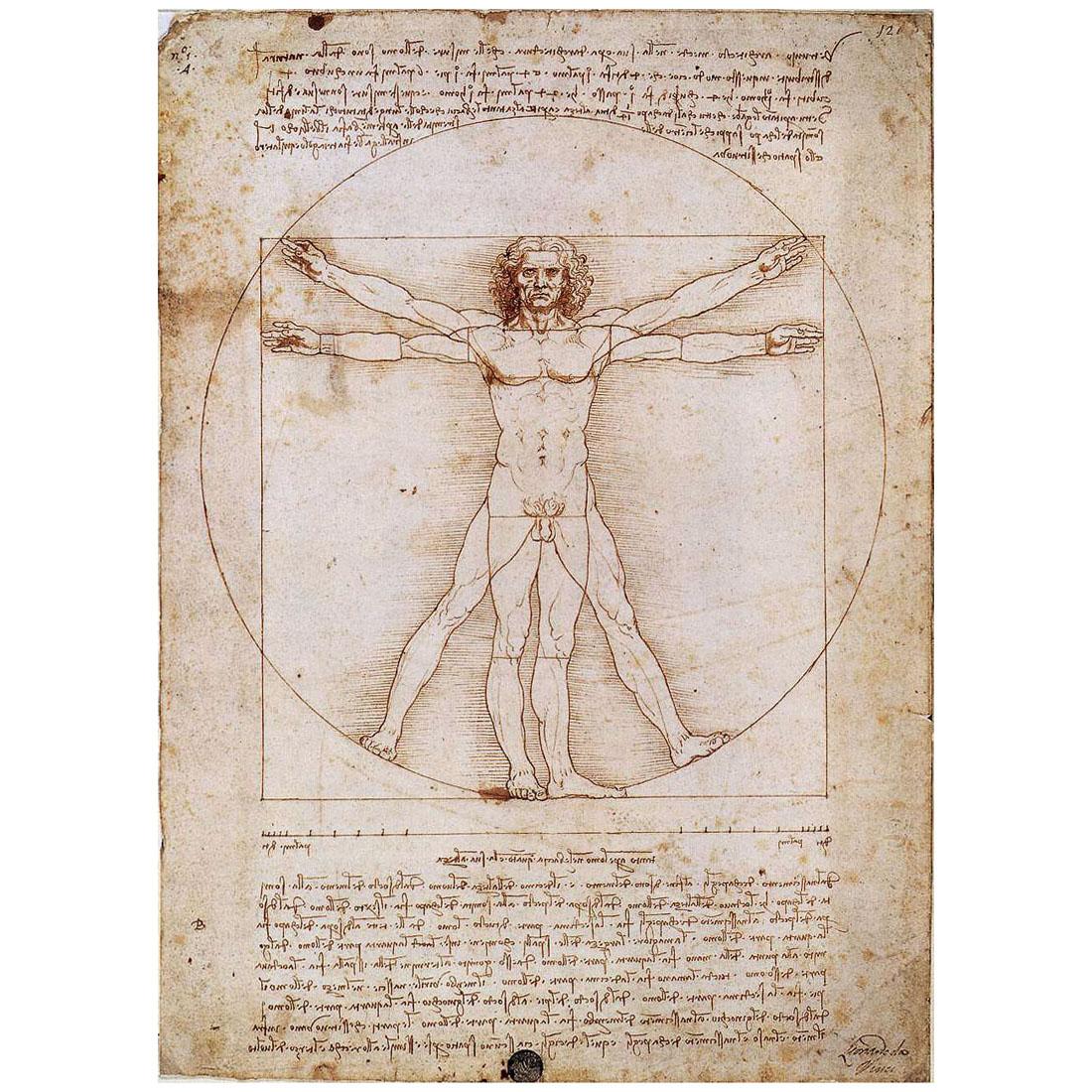 Leonardo da Vinci. Homo vitruvianus. 1492. Galleria dell’Academia Venezia
