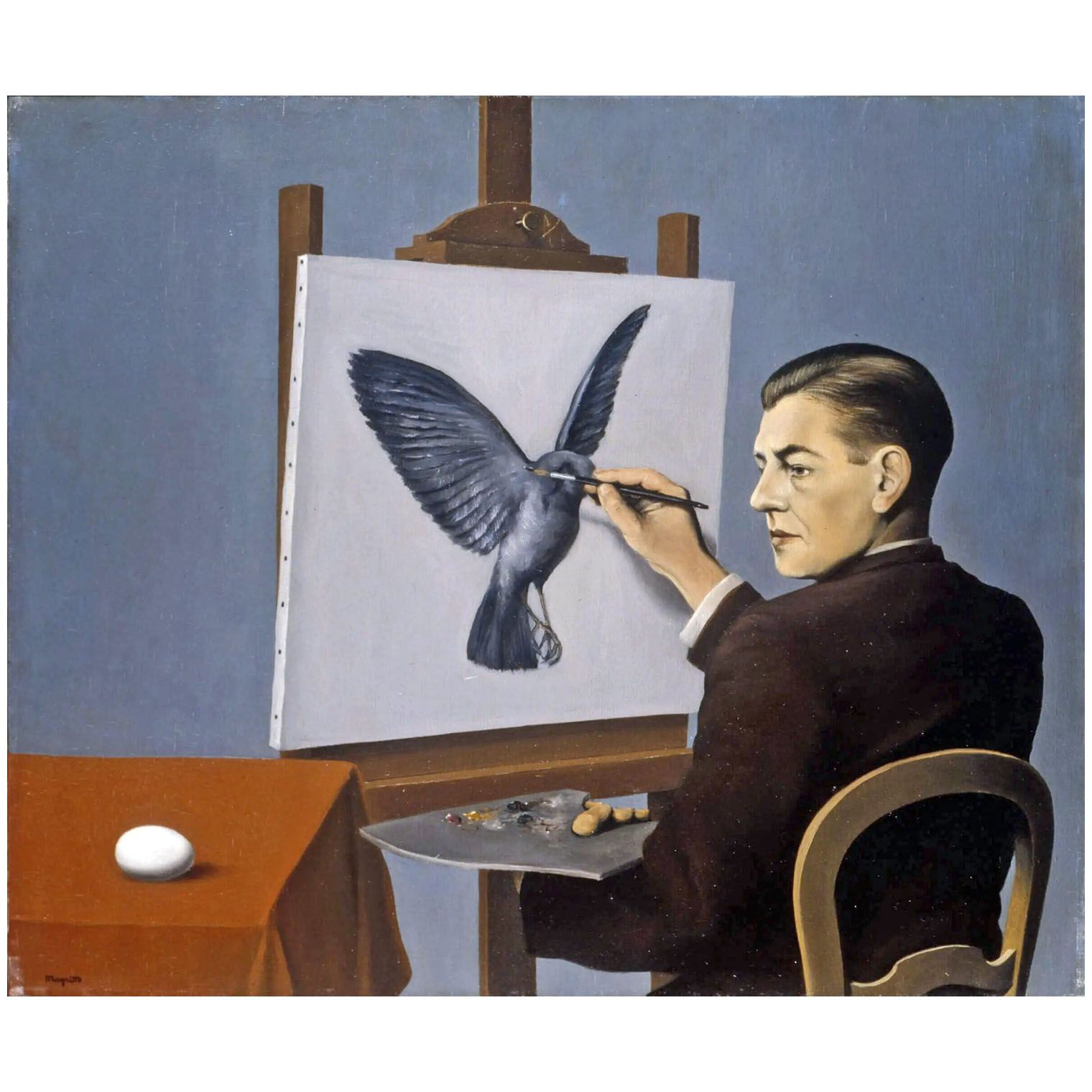 Rene Magritte. La Clairvoyance (Autoportrait). 1936. Art Institute Chicago
