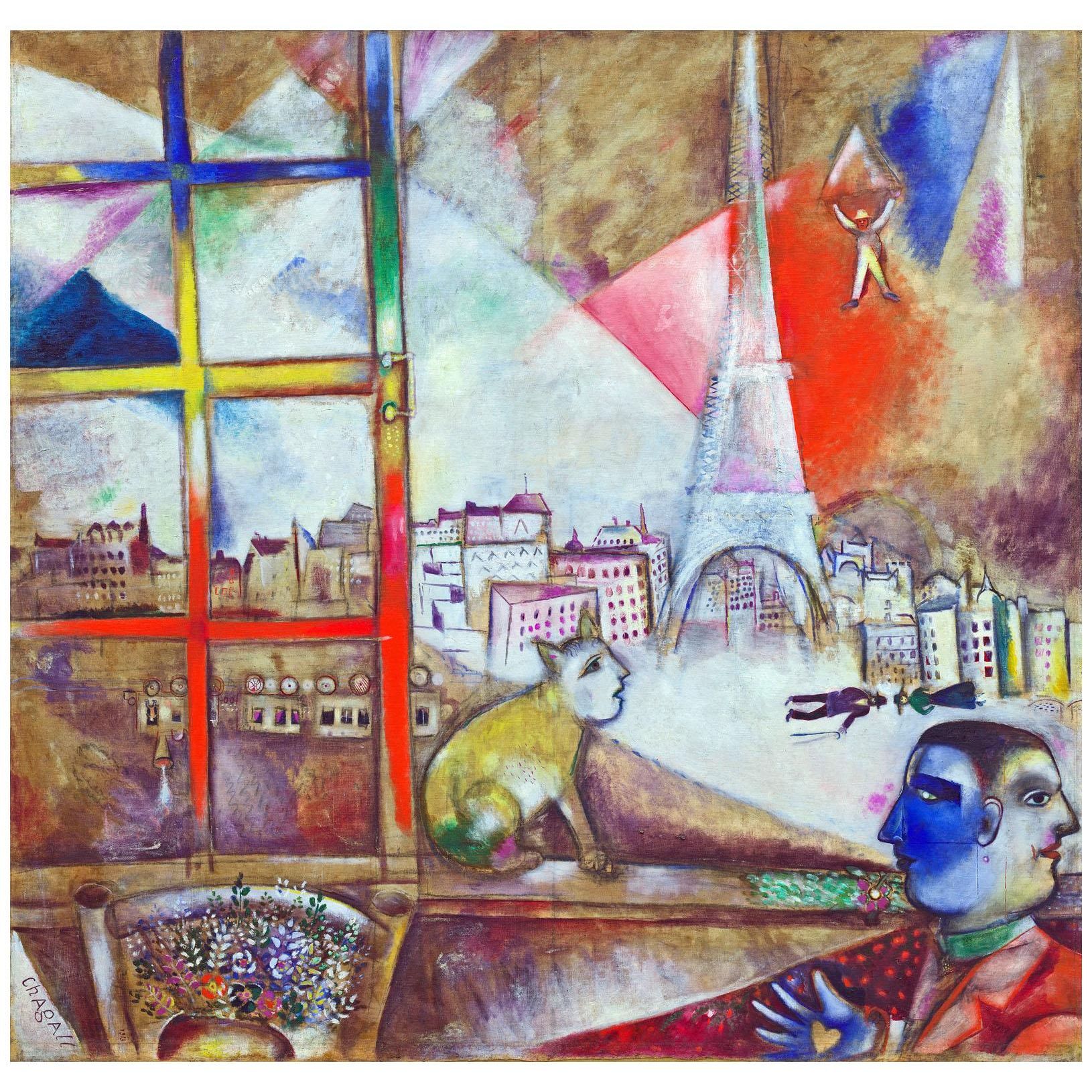 Марк Шагал. Париж через окно. 1913. Музей Гуггенхайма, Нью-Йорк