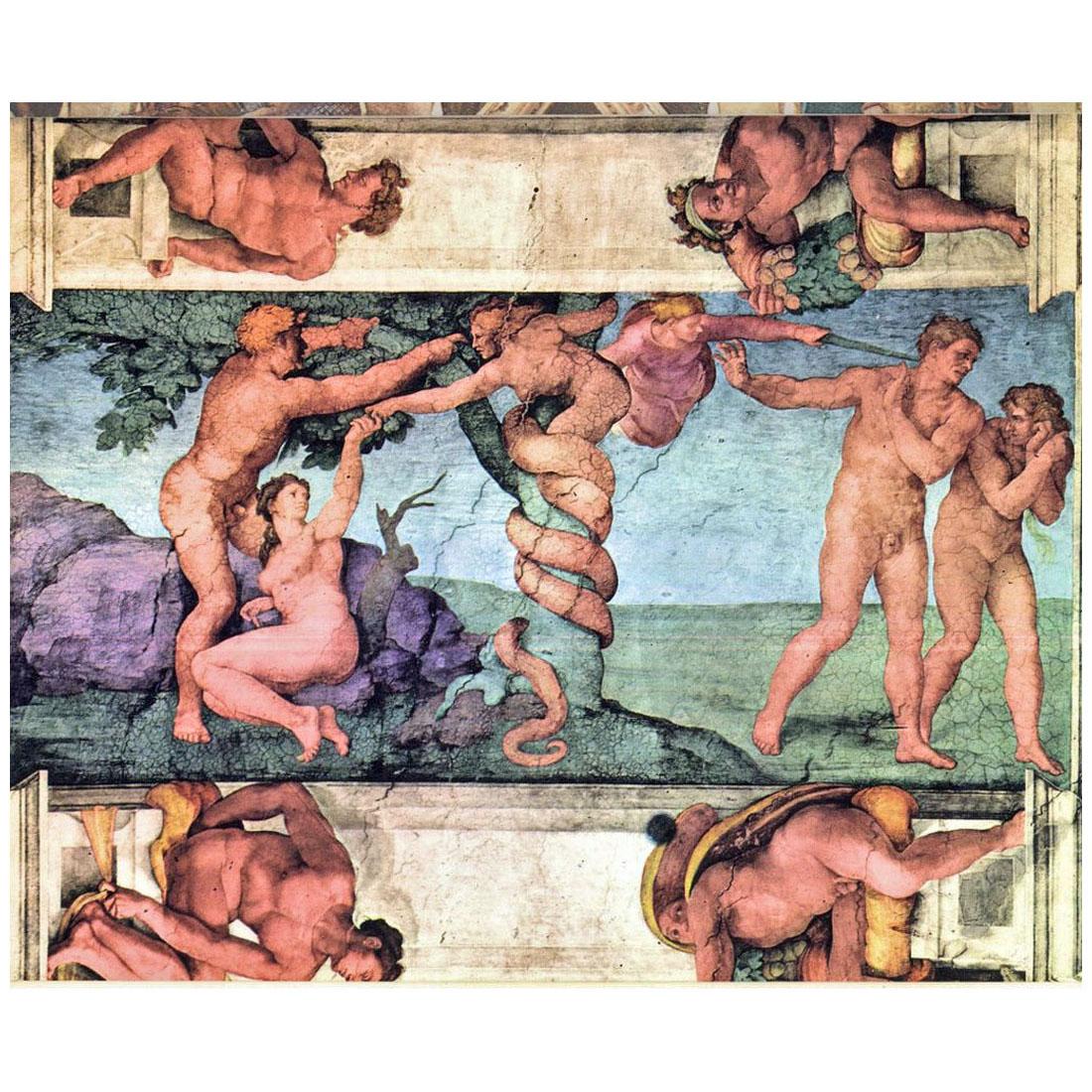Michelangelo Buonarroti. Esilio dal paradiso. Frammento del volta della Cappella Sistina