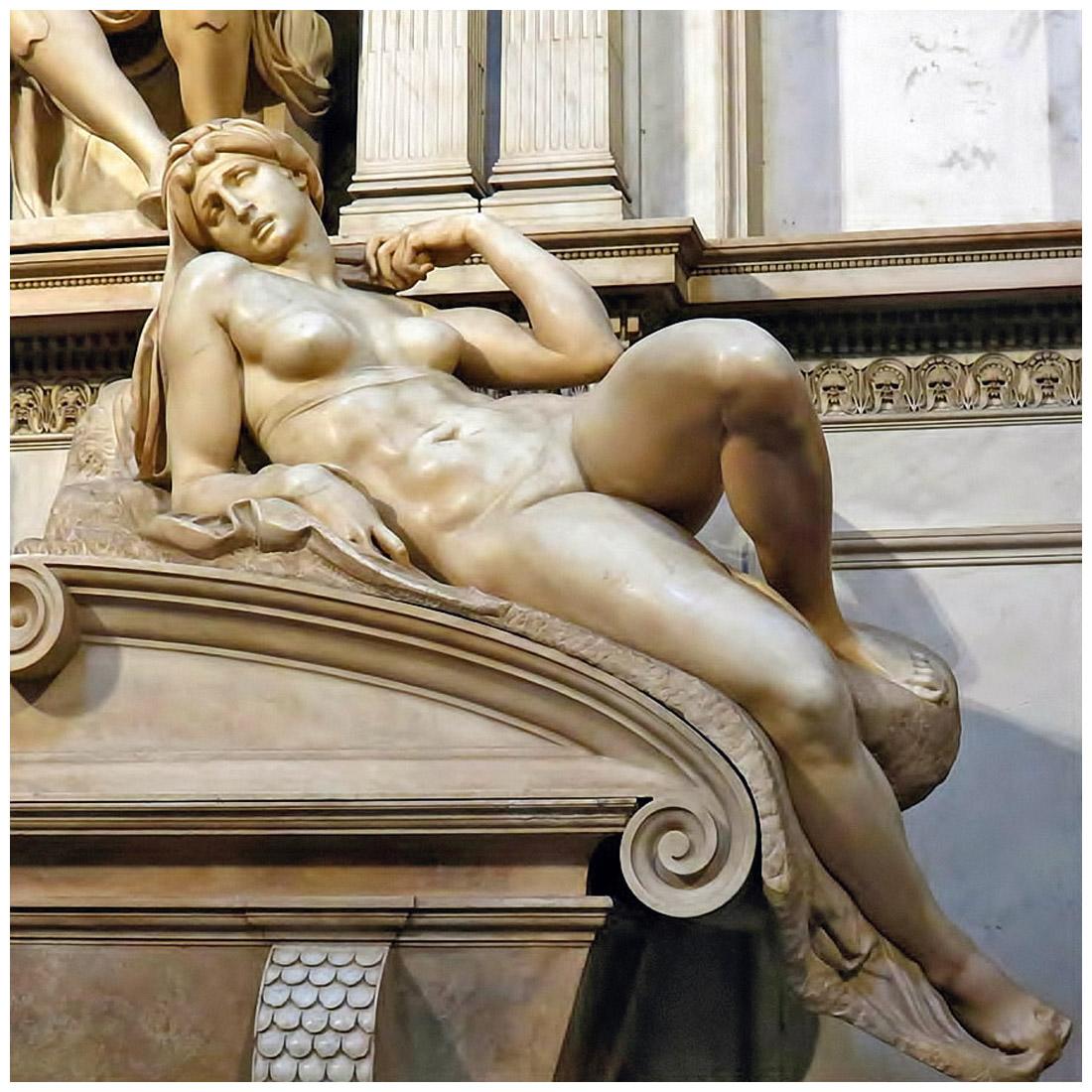 Michelangelo Buonarroti. Aurora. 1521-1534. Capelle Medicee, Firenze